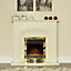 Adam Kirkdale Cream Brass effect Freestanding Electric Fire suite