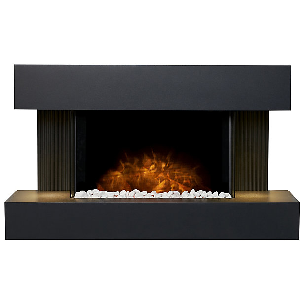 Adam Manola Charcoal Grey Led Electric, Grey Electric Fireplace Suite