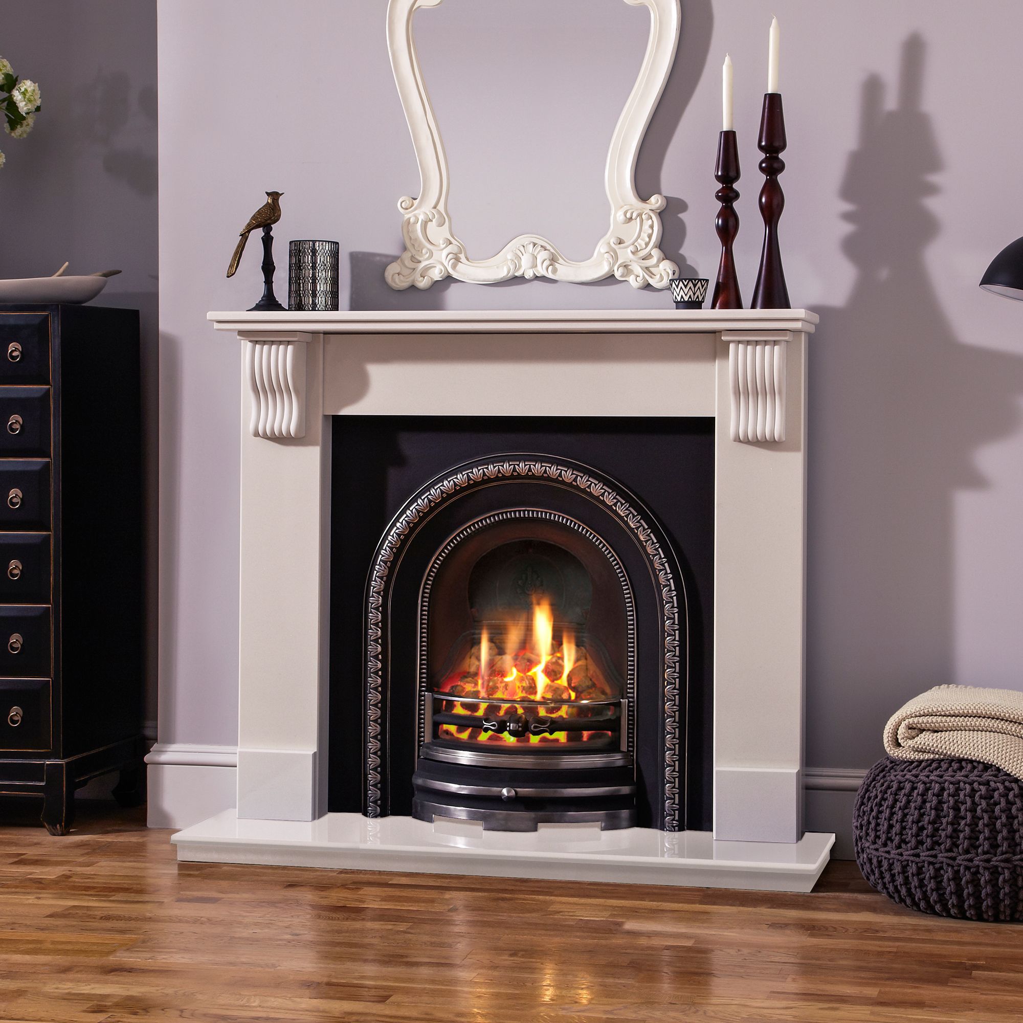 Adam Victoria White Manual control Gas Fire