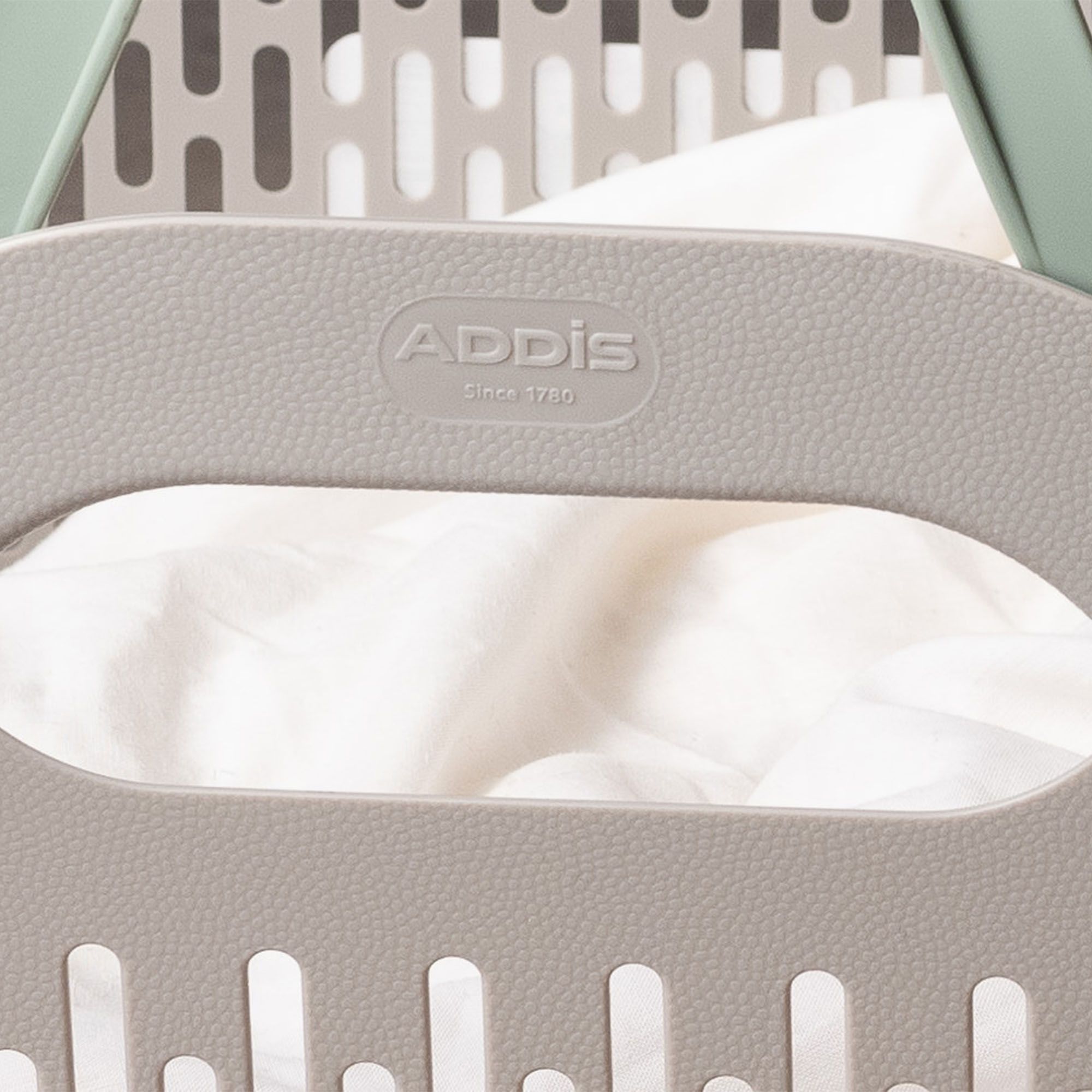 Addis Mushroom & Sage Textured Plastic Large Laundry basket, 45L
