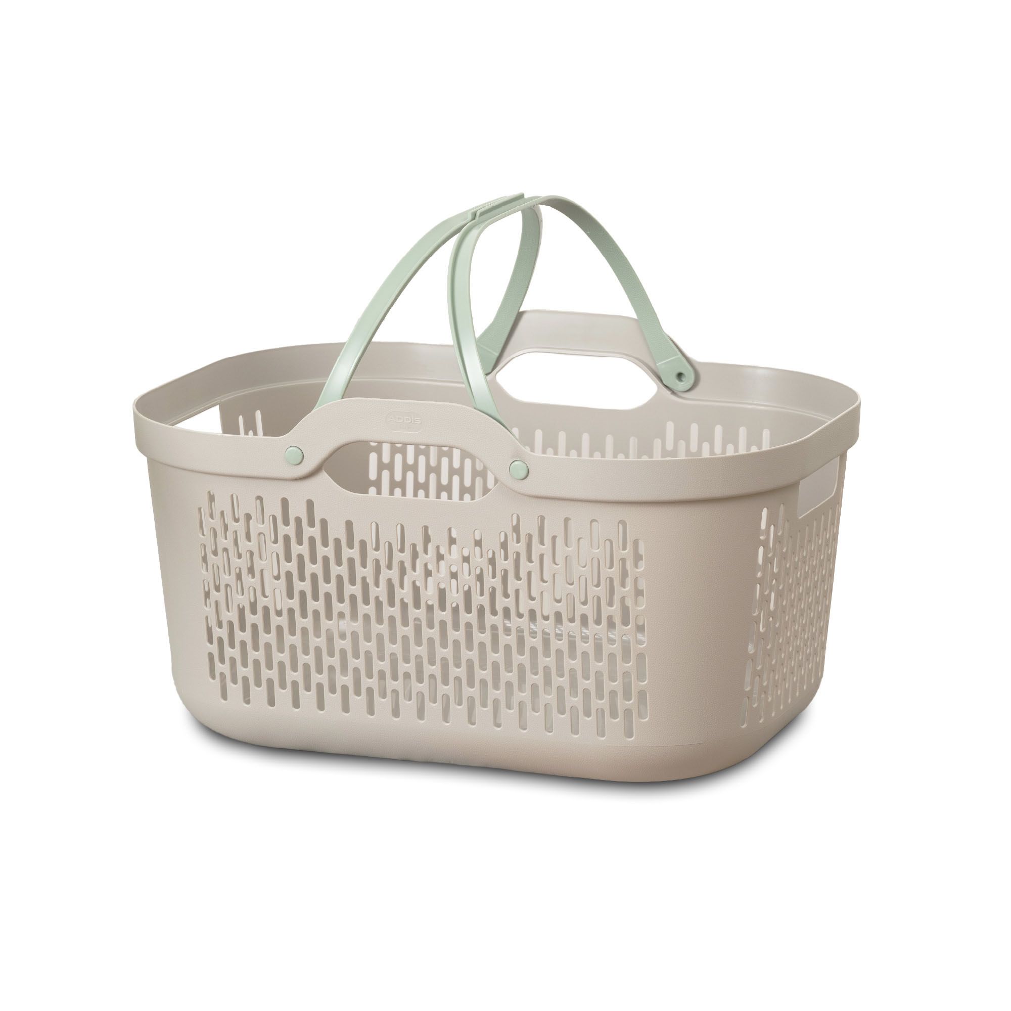 Addis Mushroom & Sage Textured Plastic Large Laundry basket, 45L