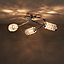 Adela Glass beads Brushed Glass & metal clear Chrome effect 3 Lamp Ceiling light