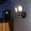 Adjustable Matt Black LED PIR Outdoor Wall light 16W