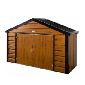 Adman Steel Sheds Ministore 10x4 ft Apex Woodgrain 2 door Shed with floor (Base included) - Assembly service included