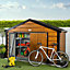 Adman Steel Sheds Ministore 10x4 ft Apex Woodgrain Metal 2 door Shed with floor (Base included) - Assembly service included