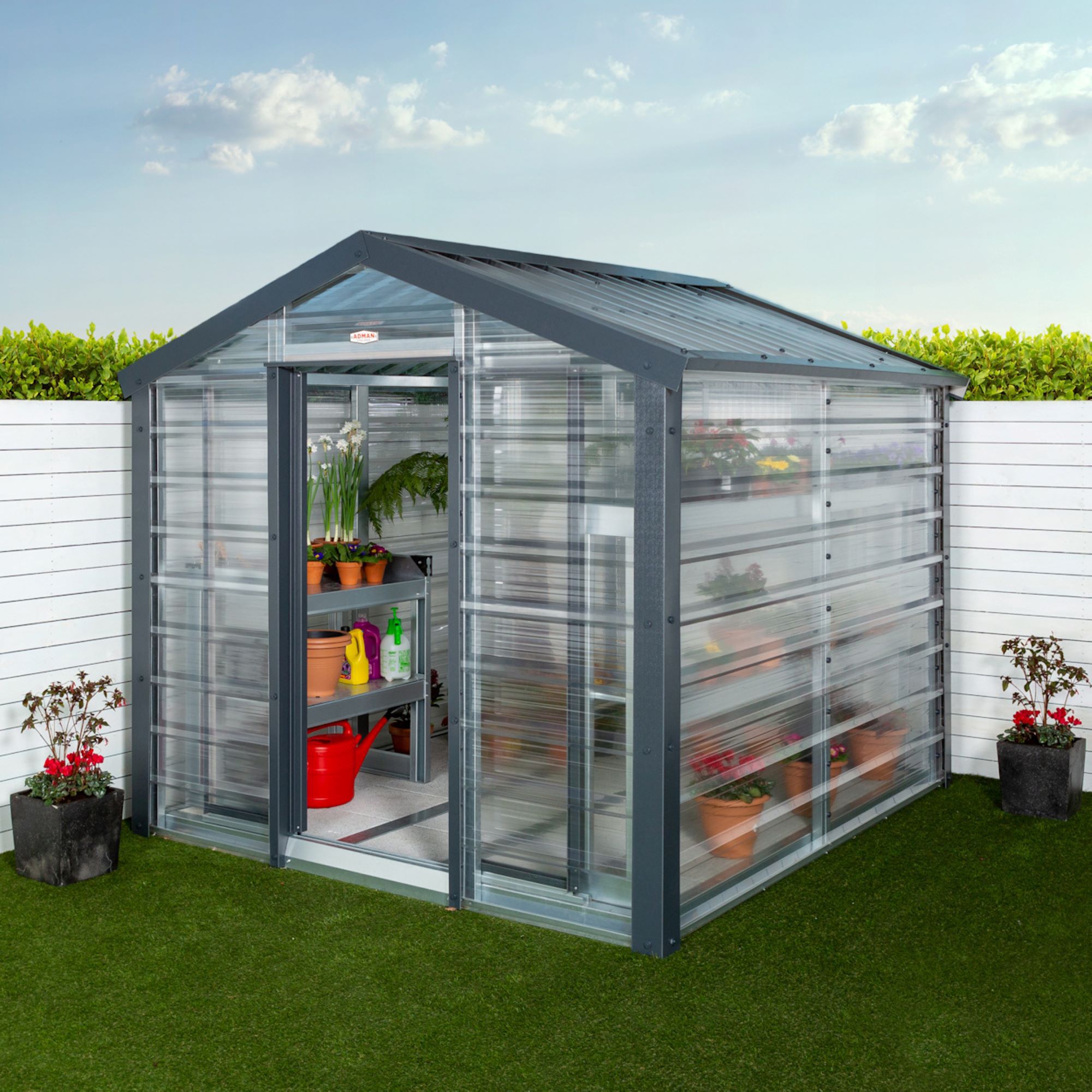 Adman Steel Sheds Multigrow 9.4x8.8 Greenhouse with Adjustable vent