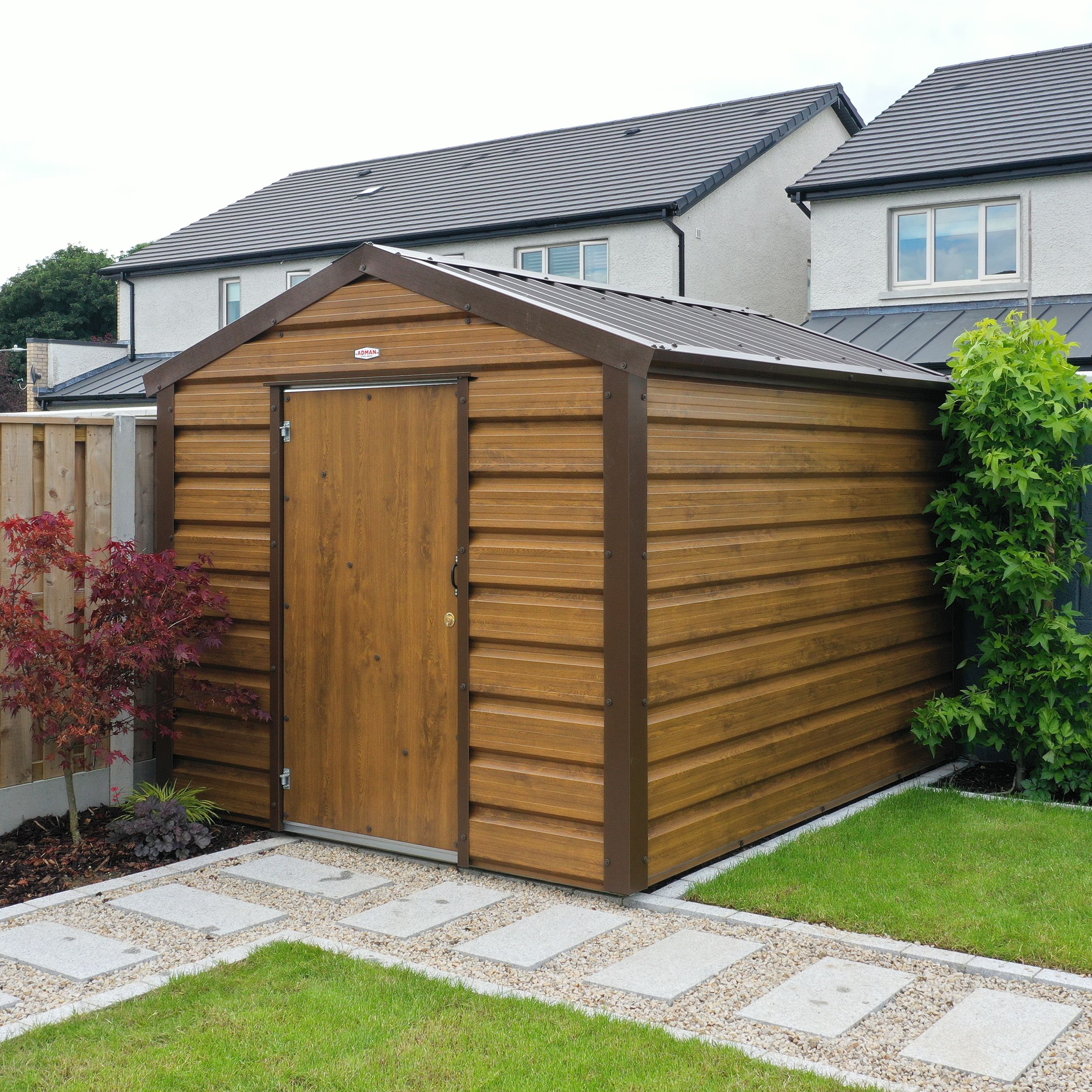 Adman Steel Sheds Multistore 10x10 ft Apex Metal Shed with floor (Base included) - Assembly service included