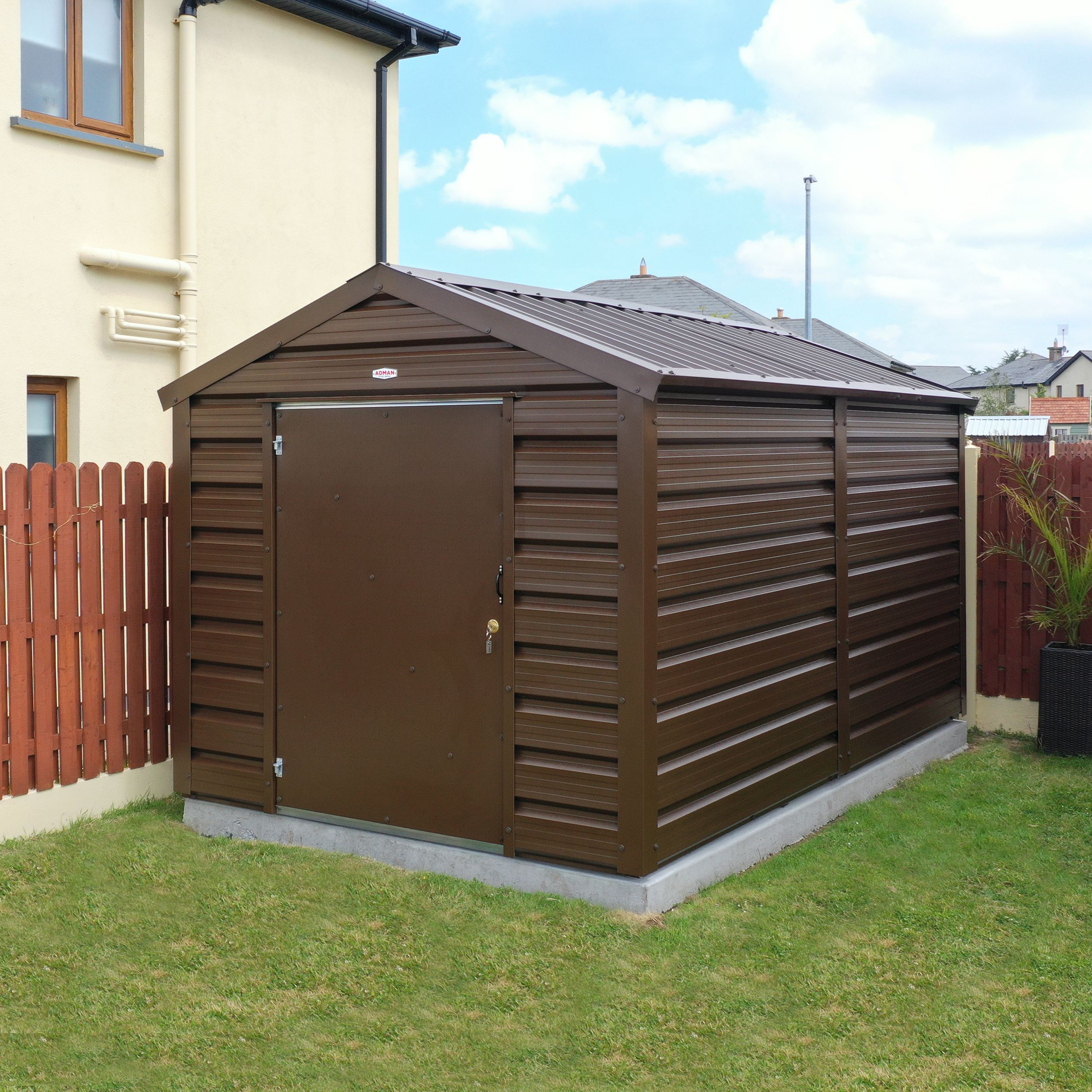 Adman Steel Sheds Multistore 10x13 ft Apex Metal Shed with floor (Base included) - Assembly service included