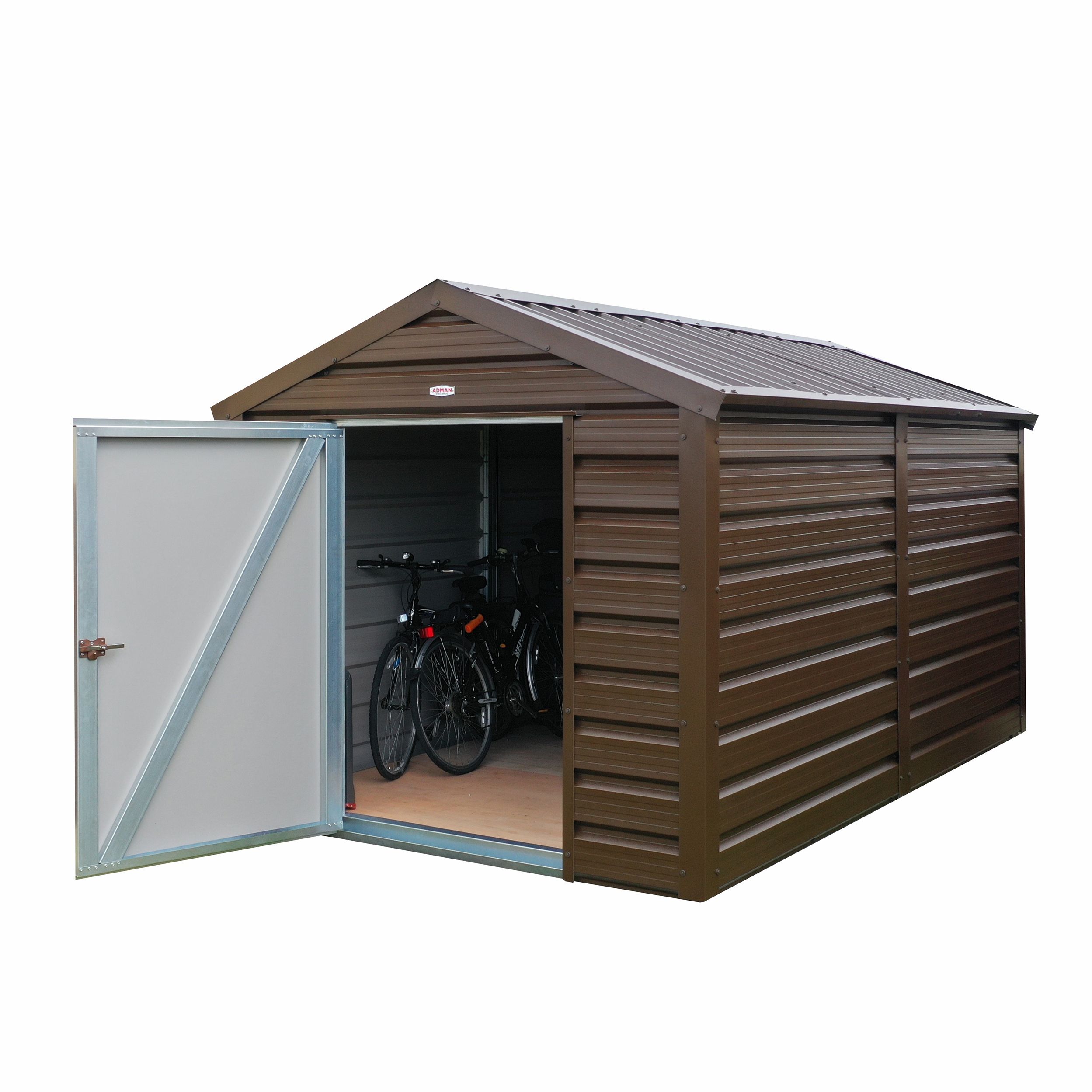Adman Steel Sheds Multistore 10x13 ft Apex Metal Shed with floor (Base included) - Assembly service included