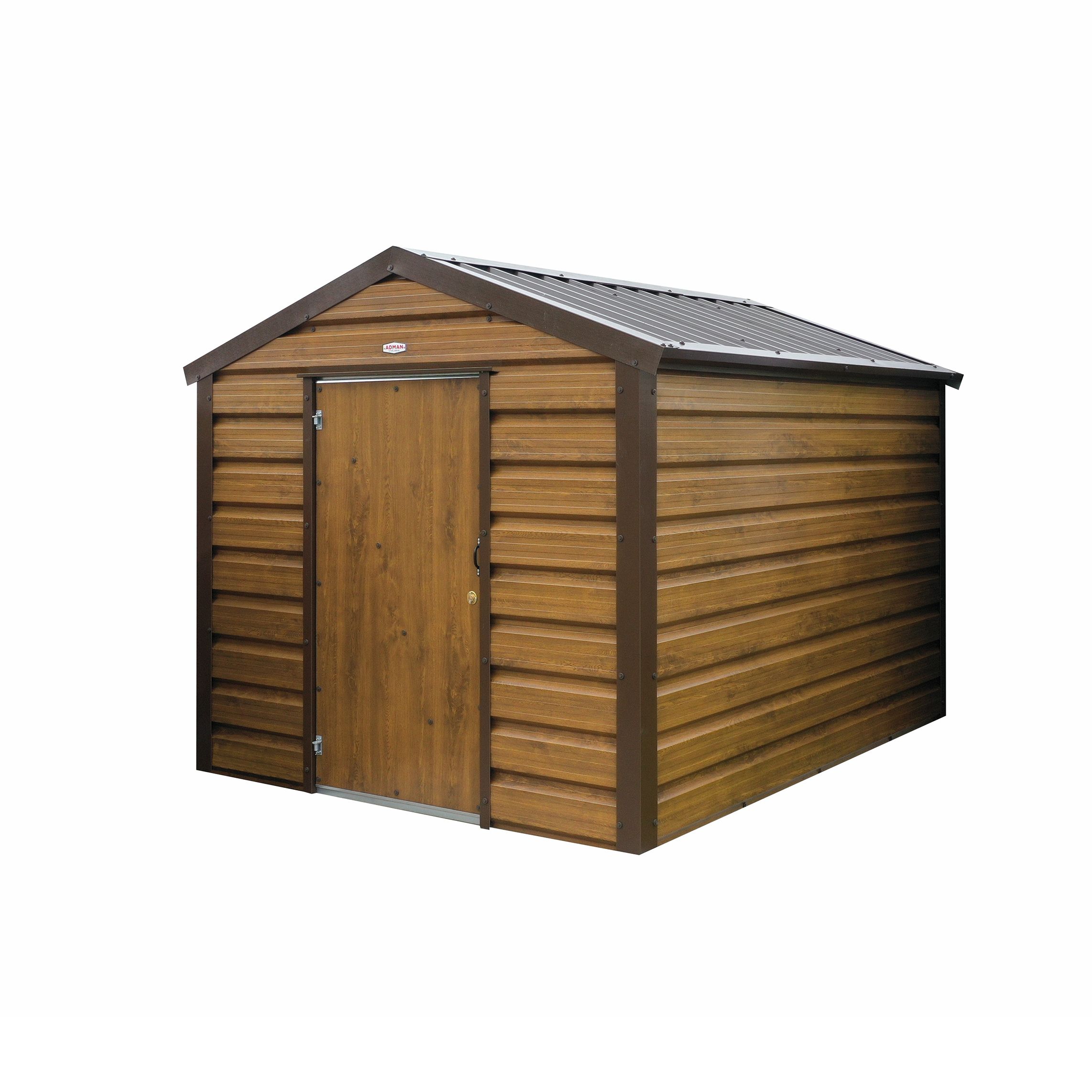 Adman Steel Sheds Multistore 10x13 ft Apex Woodgrain Metal Shed with floor (Base included) - Assembly service included