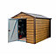 Adman Steel Sheds Multistore 10x13 ft Apex Woodgrain Metal Shed with floor (Base included) - Assembly service included