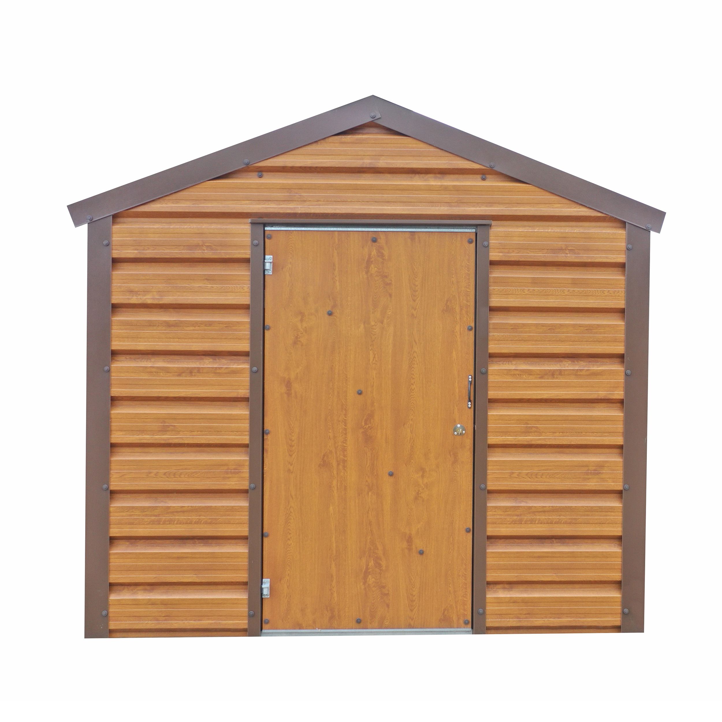 Adman Steel Sheds Multistore 10x13 ft Apex Woodgrain Metal Shed with floor (Base included) - Assembly service included