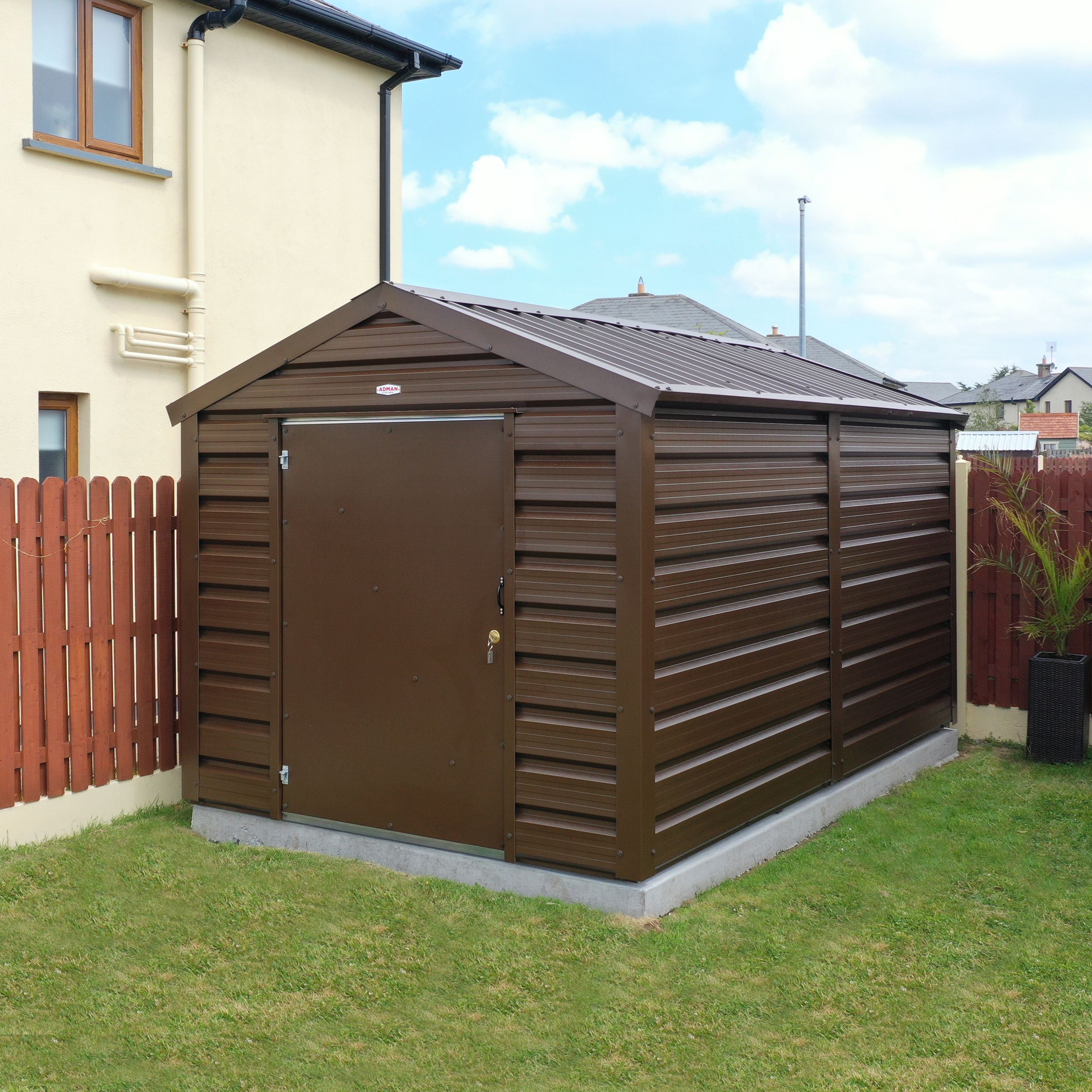 Adman Steel Sheds Multistore 10x17 ft Apex Metal Shed with floor (Base included) - Assembly service included