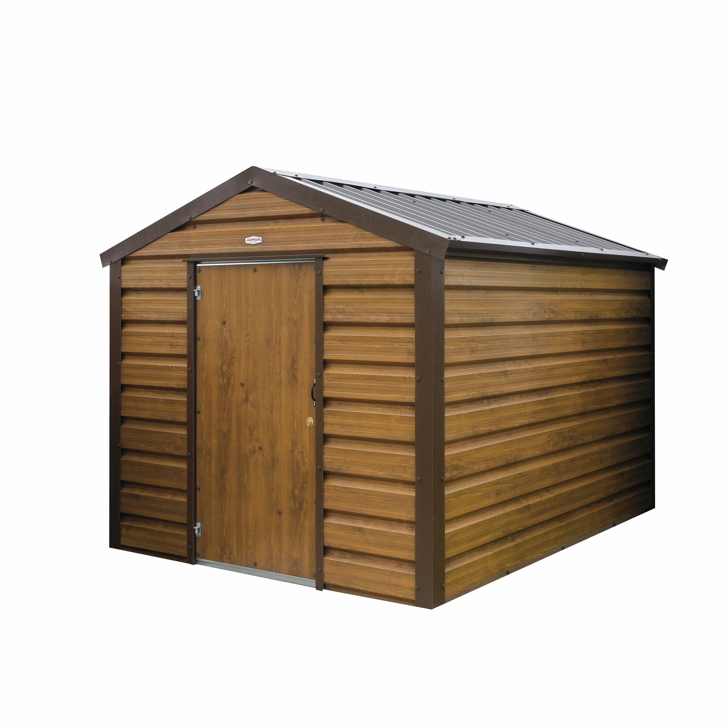 Adman Steel Sheds Multistore 10x17 ft Apex Woodgrain Metal Shed with floor (Base included) - Assembly service included