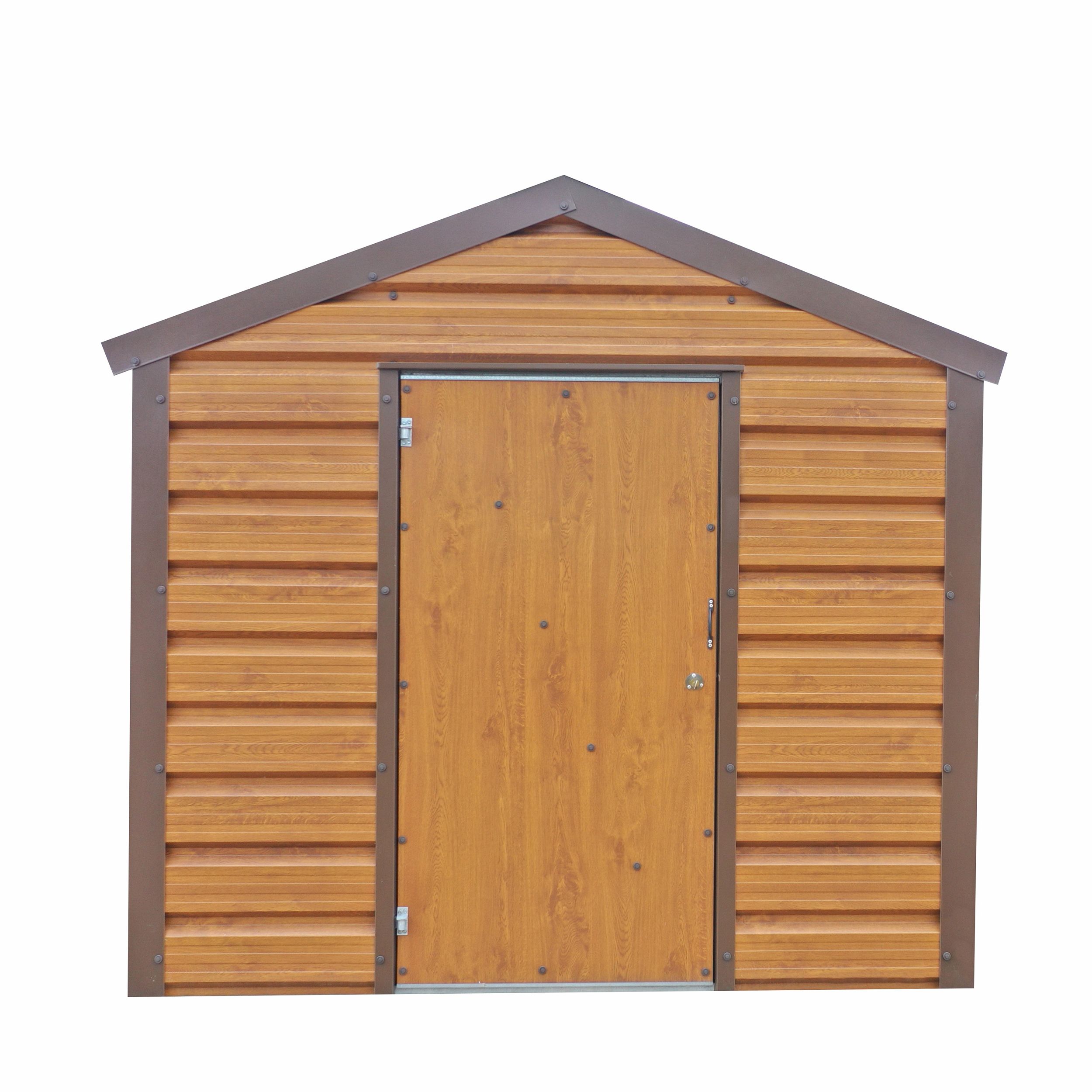 Adman Steel Sheds Multistore 10x17 ft Apex Woodgrain Metal Shed with floor (Base included) - Assembly service included