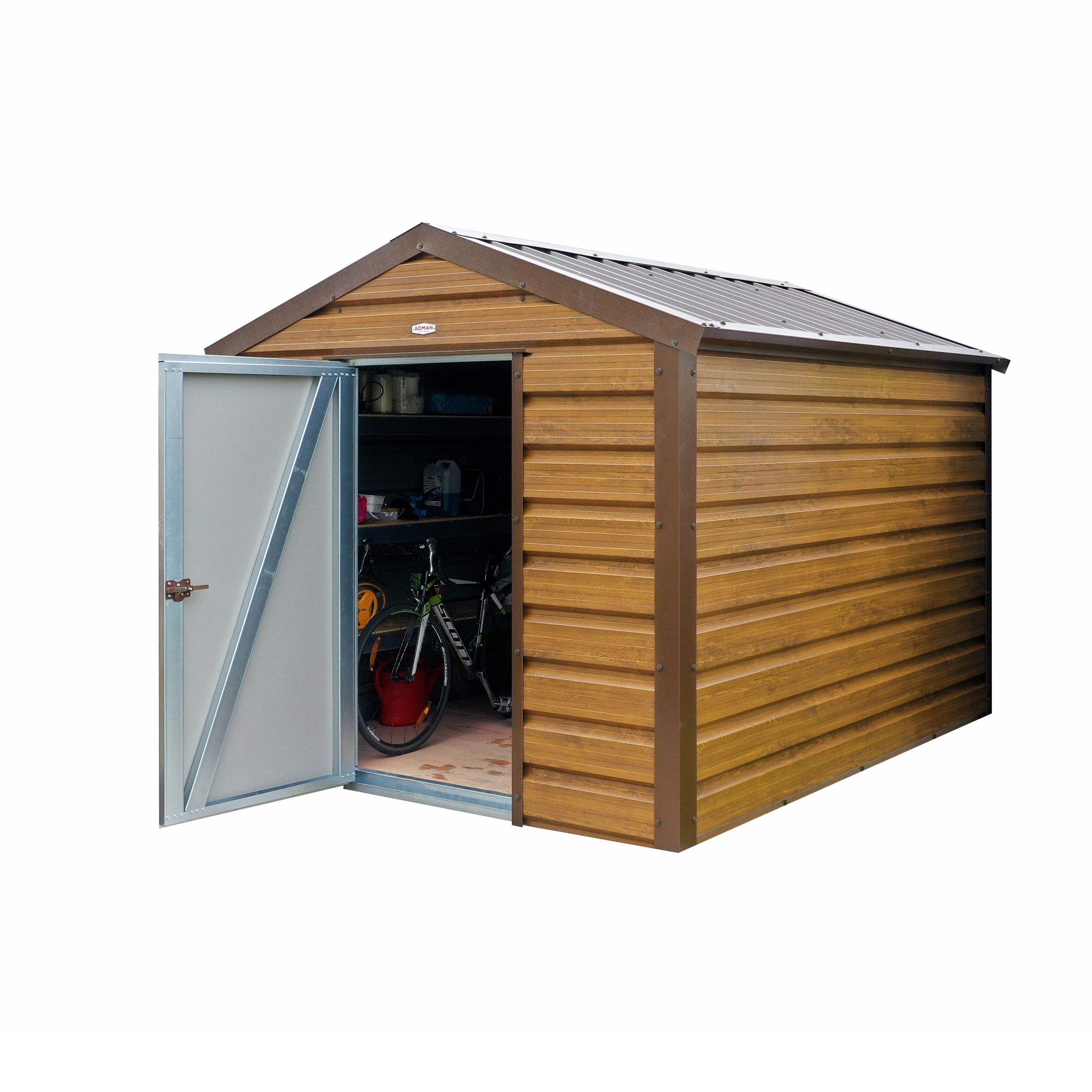 Adman Steel Sheds Multistore 10x8 ft Apex Metal Shed with floor (Base included) - Assembly service included