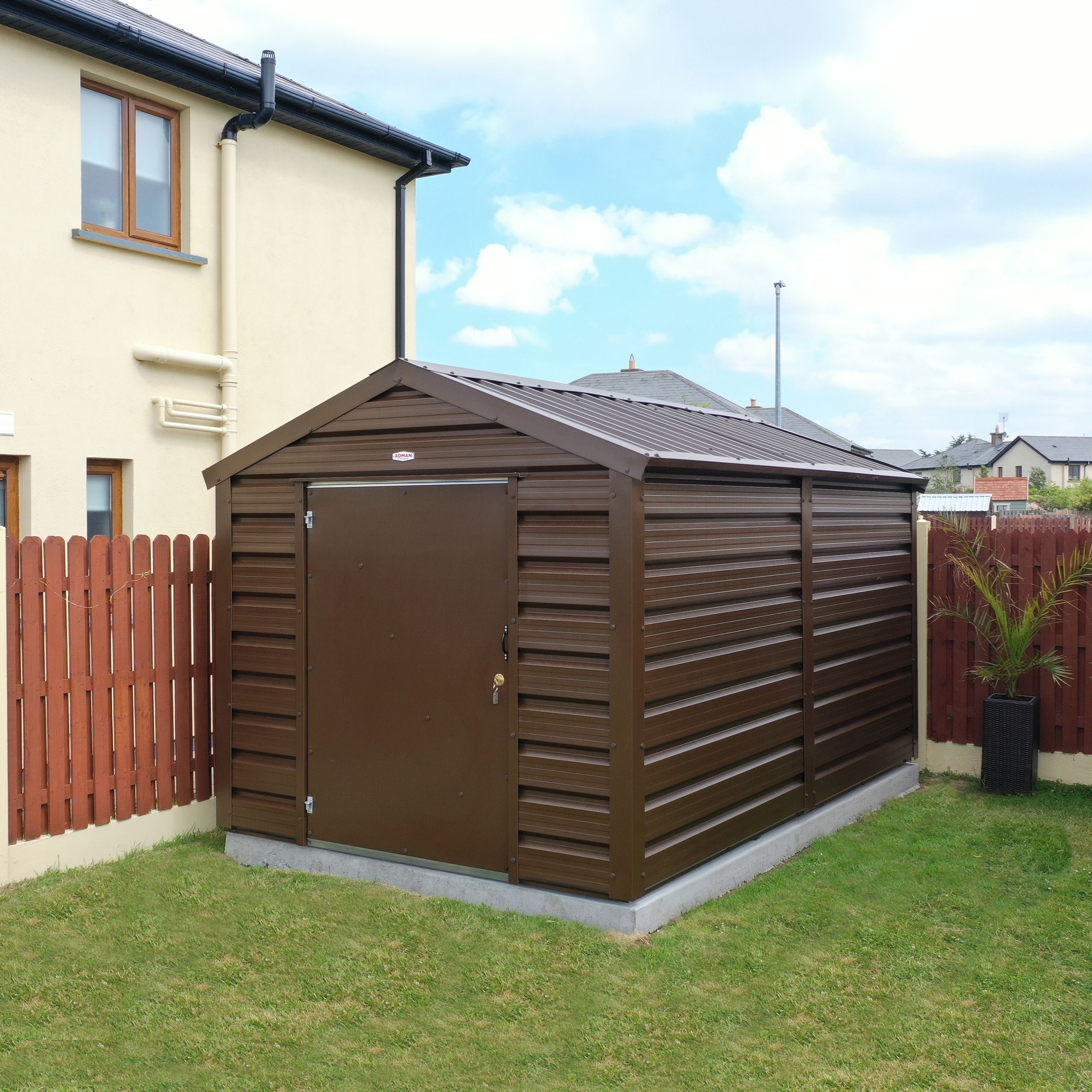 Adman Steel Sheds Multistore 13x8 ft Apex Metal Shed with floor (Base included) - Assembly service included