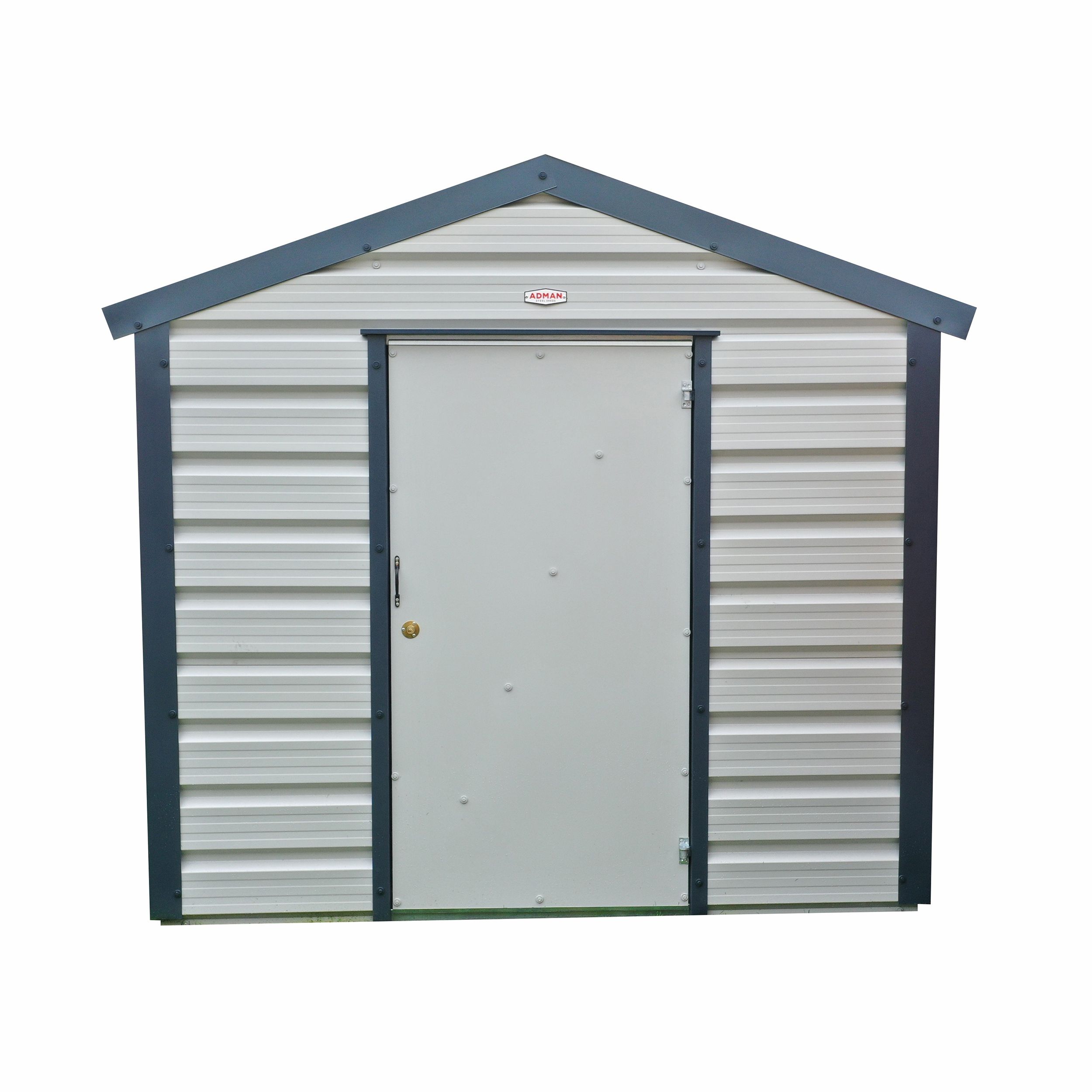 Adman Steel Sheds Multistore 6x10 ft Apex Goosewing Grey Metal Shed with floor (Base included) - Assembly service included
