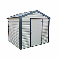 Adman Steel Sheds Multistore 6x7 ft Apex Goosewing Grey Shed with floor (Base included) - Assembly service included