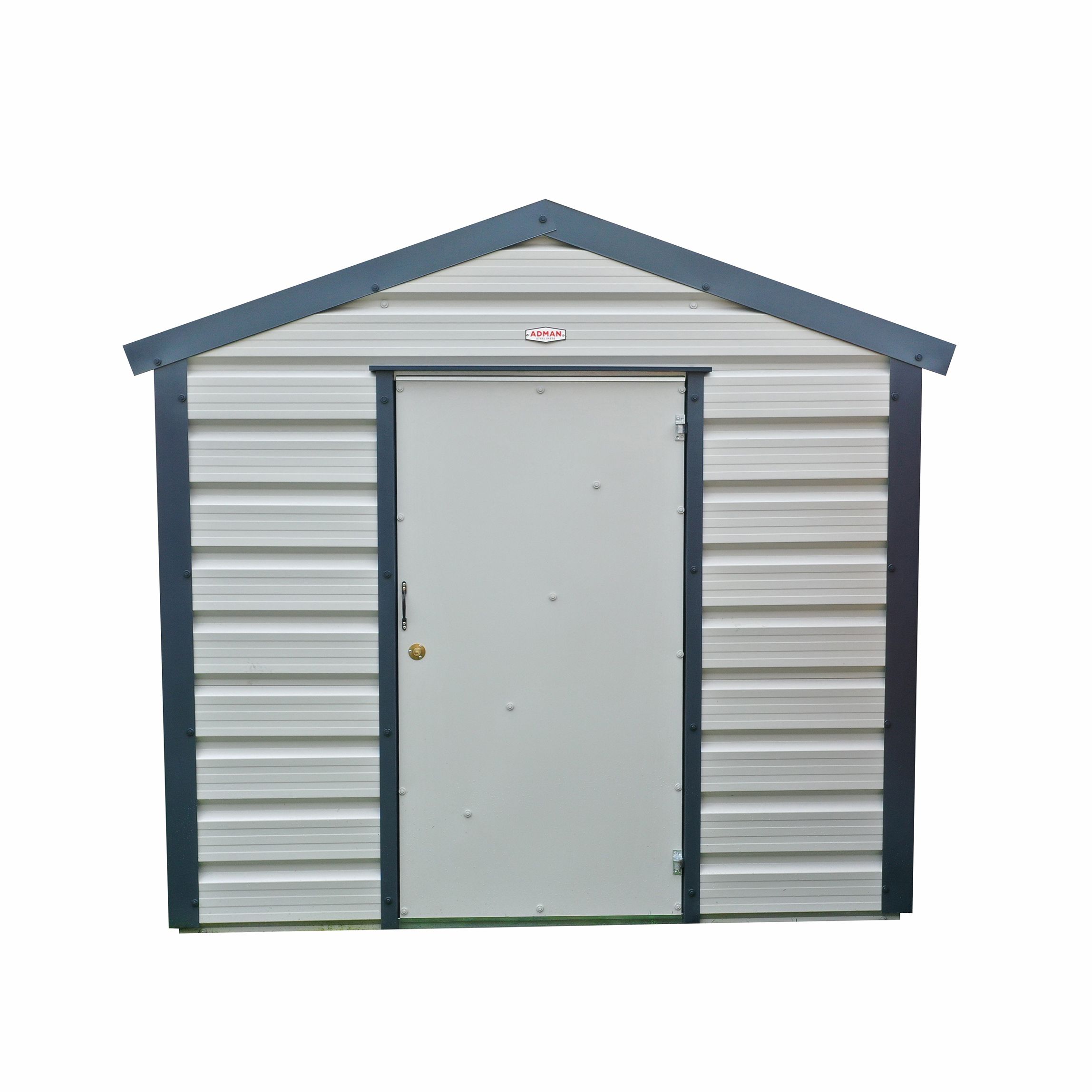 Adman Steel Sheds Multistore 8x10 ft Apex Goosewing Grey Metal Shed with floor (Base included) - Assembly service included