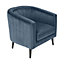 Adwen Blue Velvet effect Relaxer chair (H)735mm (W)730mm (D)755mm