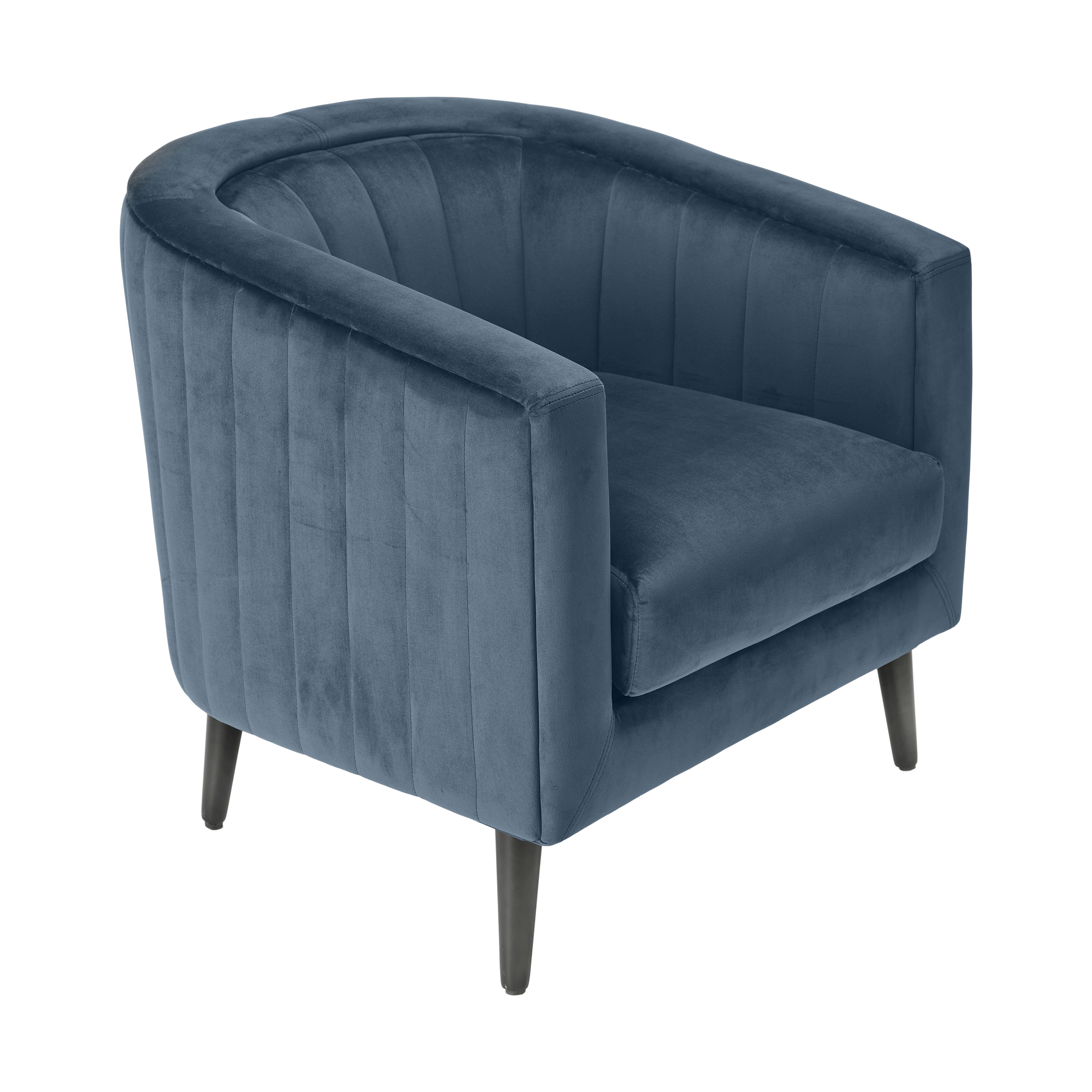 Navy blue velvet tub outlet chair