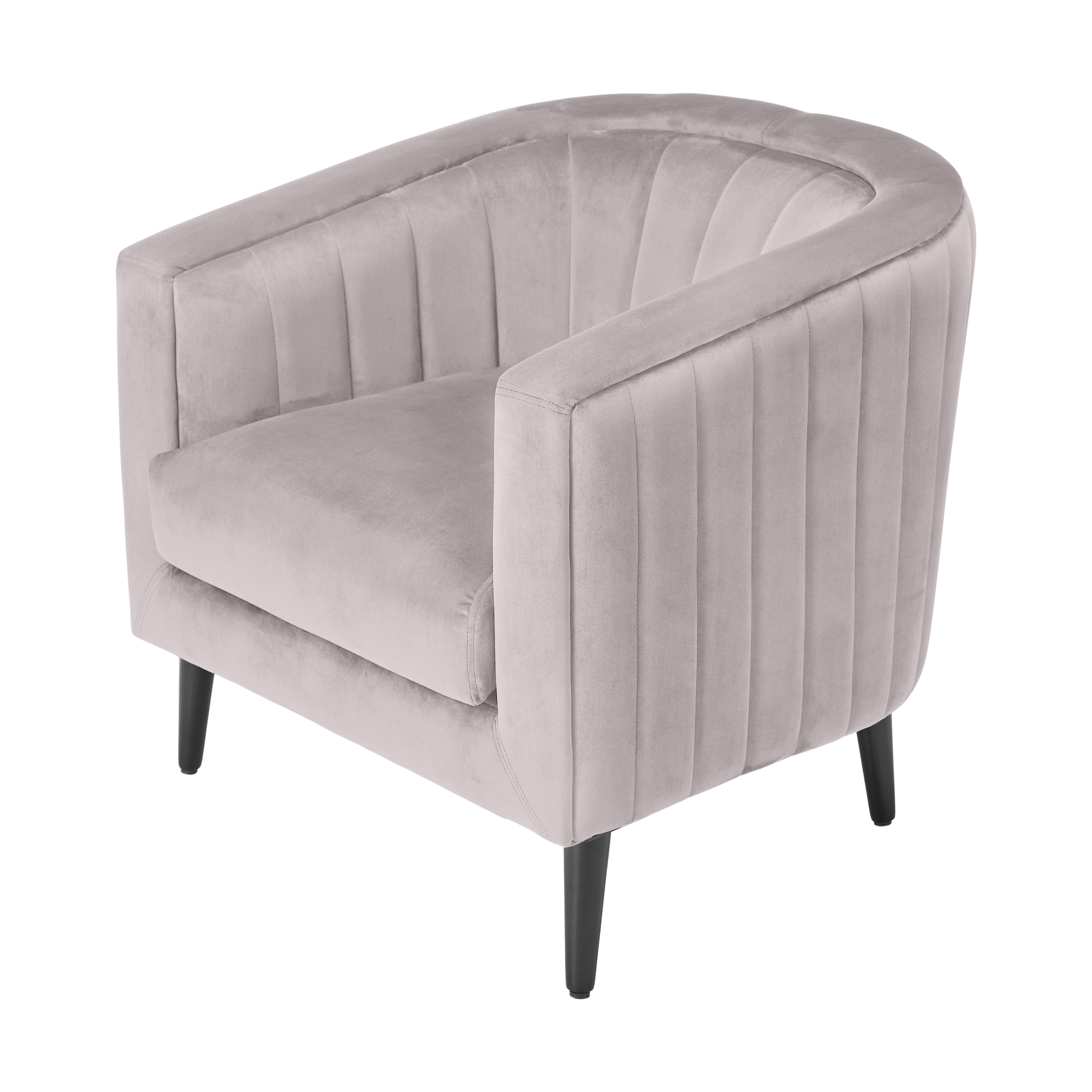 Adwen Grey Velvet effect Relaxer chair (H)735mm (W)730mm (D)755mm