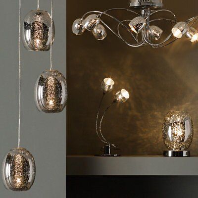 Aero glass Matt Chrome effect Halogen Table lamp