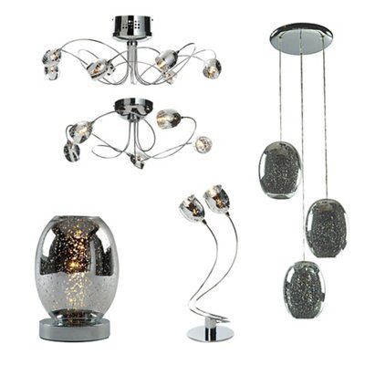Aero glass Matt Chrome effect Halogen Table lamp