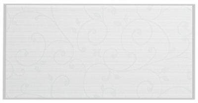 Agatha White Gloss Floral Ceramic Tile, Pack of 15, (L)400mm (W)200mm
