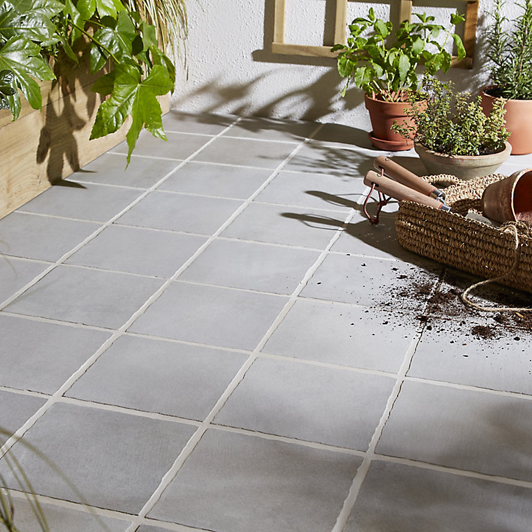 Aged Grey Matt Stone Effect Porcelain, Garden Floor Tiles Cleaner