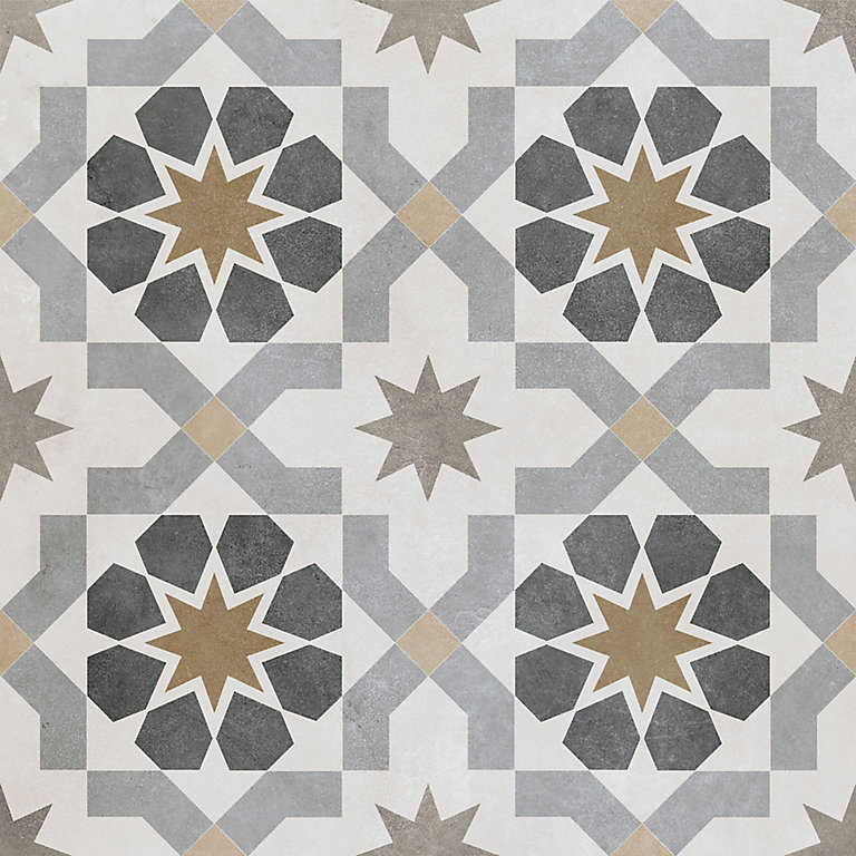 Agran Multi Matt Patterned Porcelain, Brown And White Patterned Floor Tiles