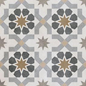 Agran Multi Matt Patterned Porcelain Wall & floor Tile, Pack of 9, (L)330mm (W)330mm