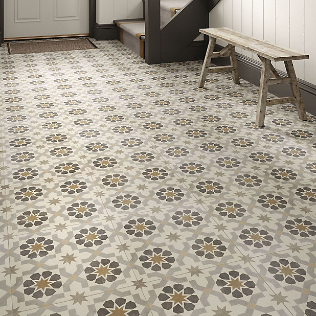 Floor Tile Pack Of 11 L 300mm, Ceramic Patterned Tiles
