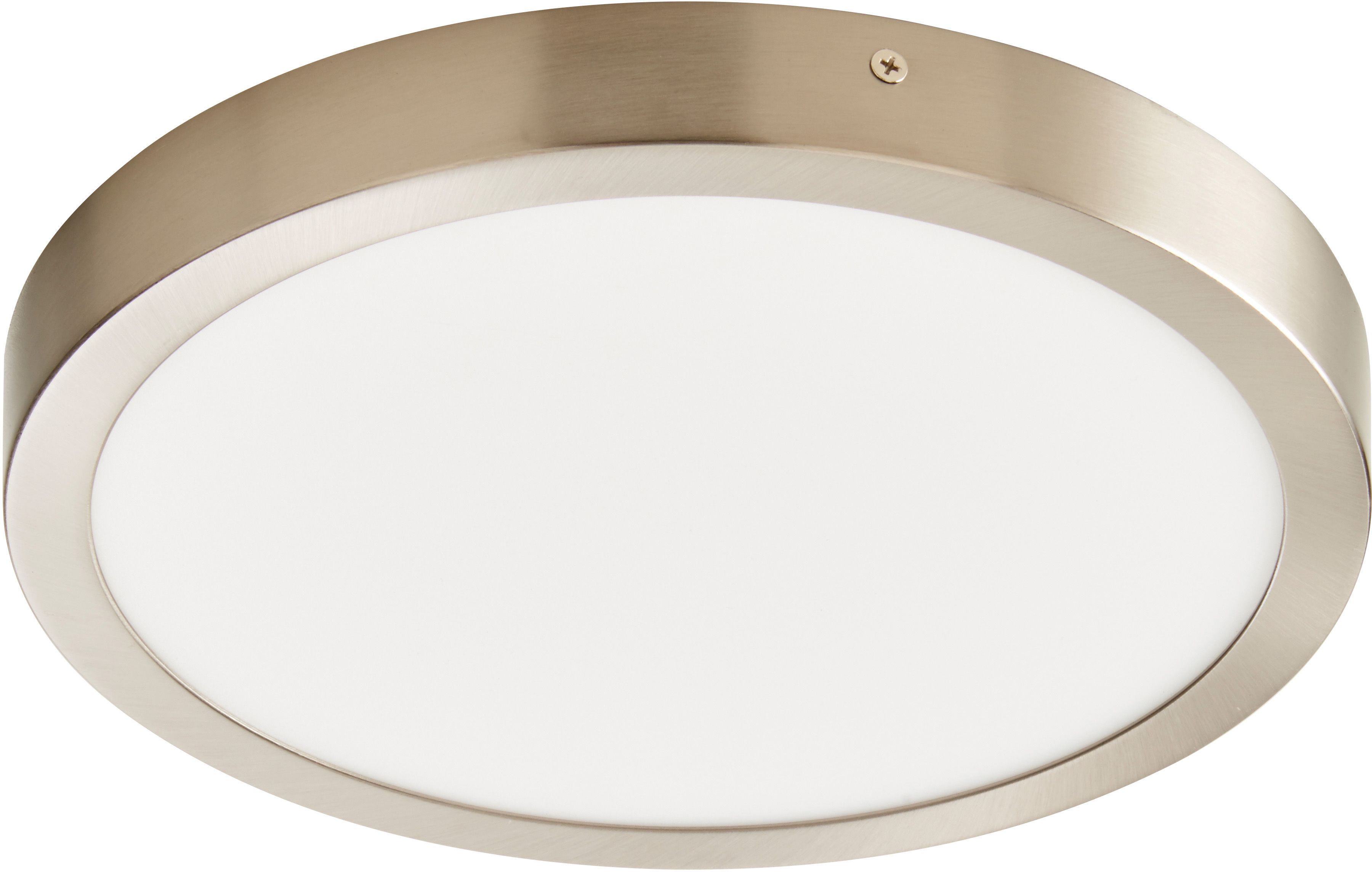Aius Round Brushed Metal & plastic Silver Chrome effect LED Ceiling light (Dia)21.5cm