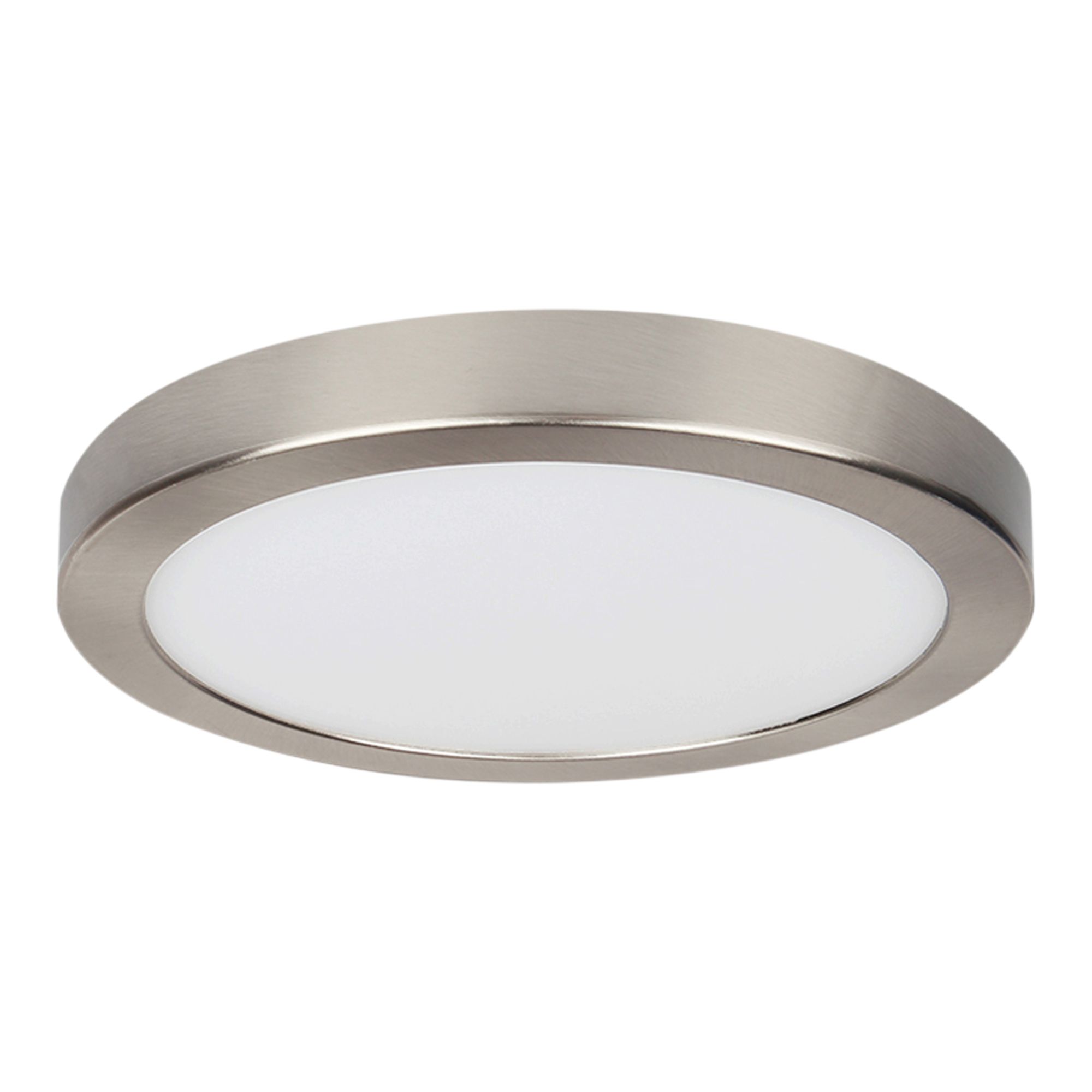 Aius Round Brushed Metal & plastic Silver Chrome effect LED Ceiling light (Dia)21.5cm