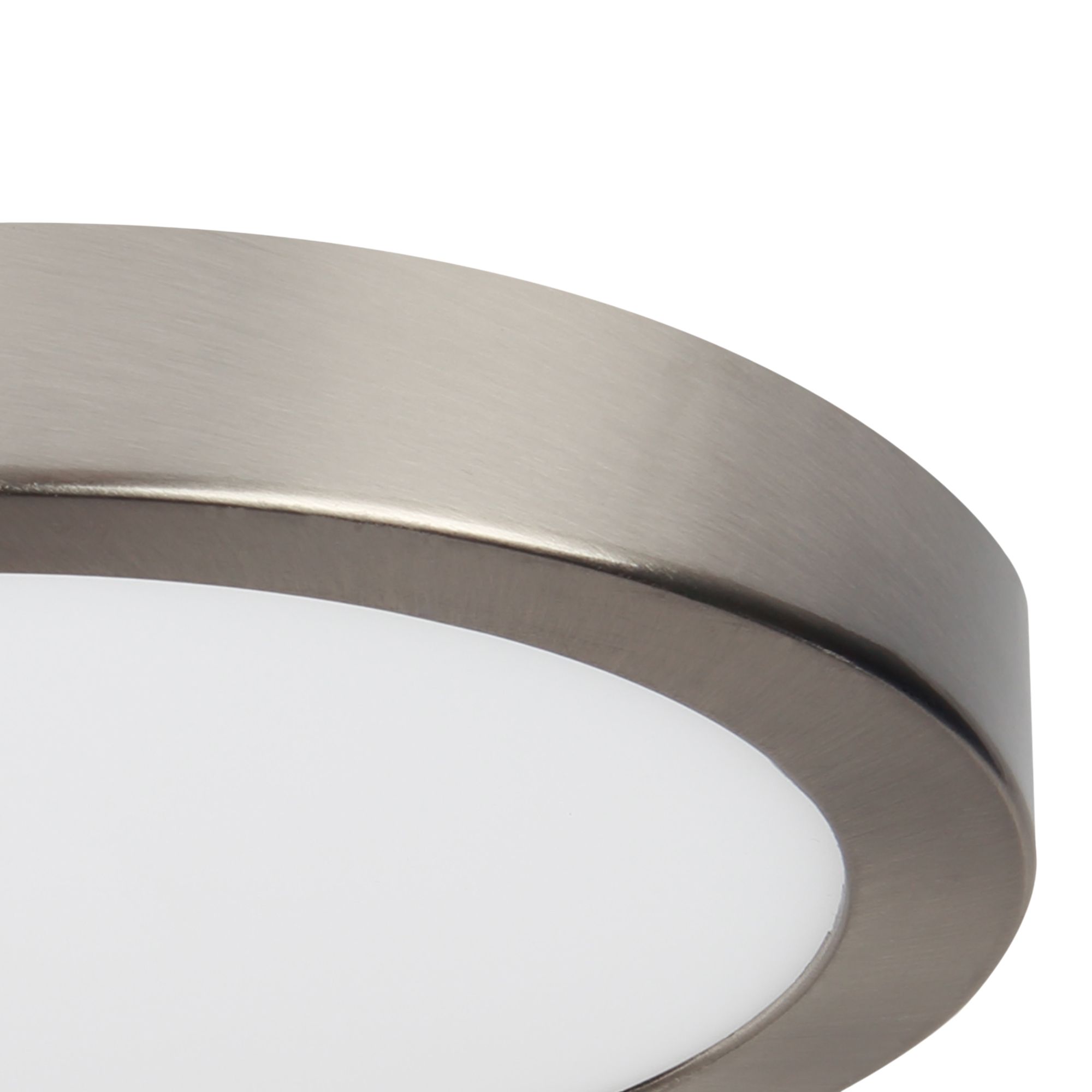 Aius Round Brushed Metal & plastic Silver Chrome effect LED Ceiling light (Dia)21.5cm