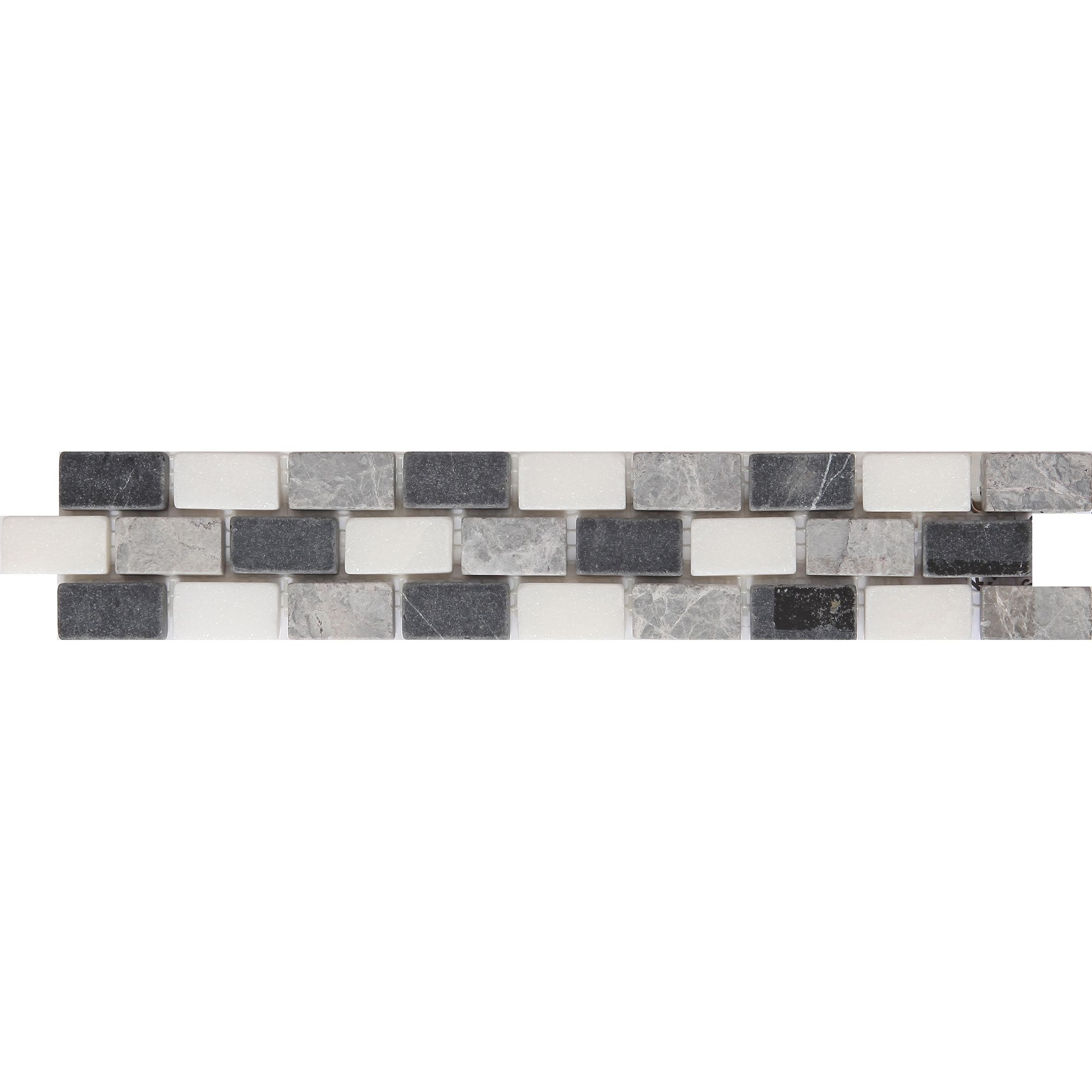 Akero Grey Flat Marble effect Natural stone Border tile