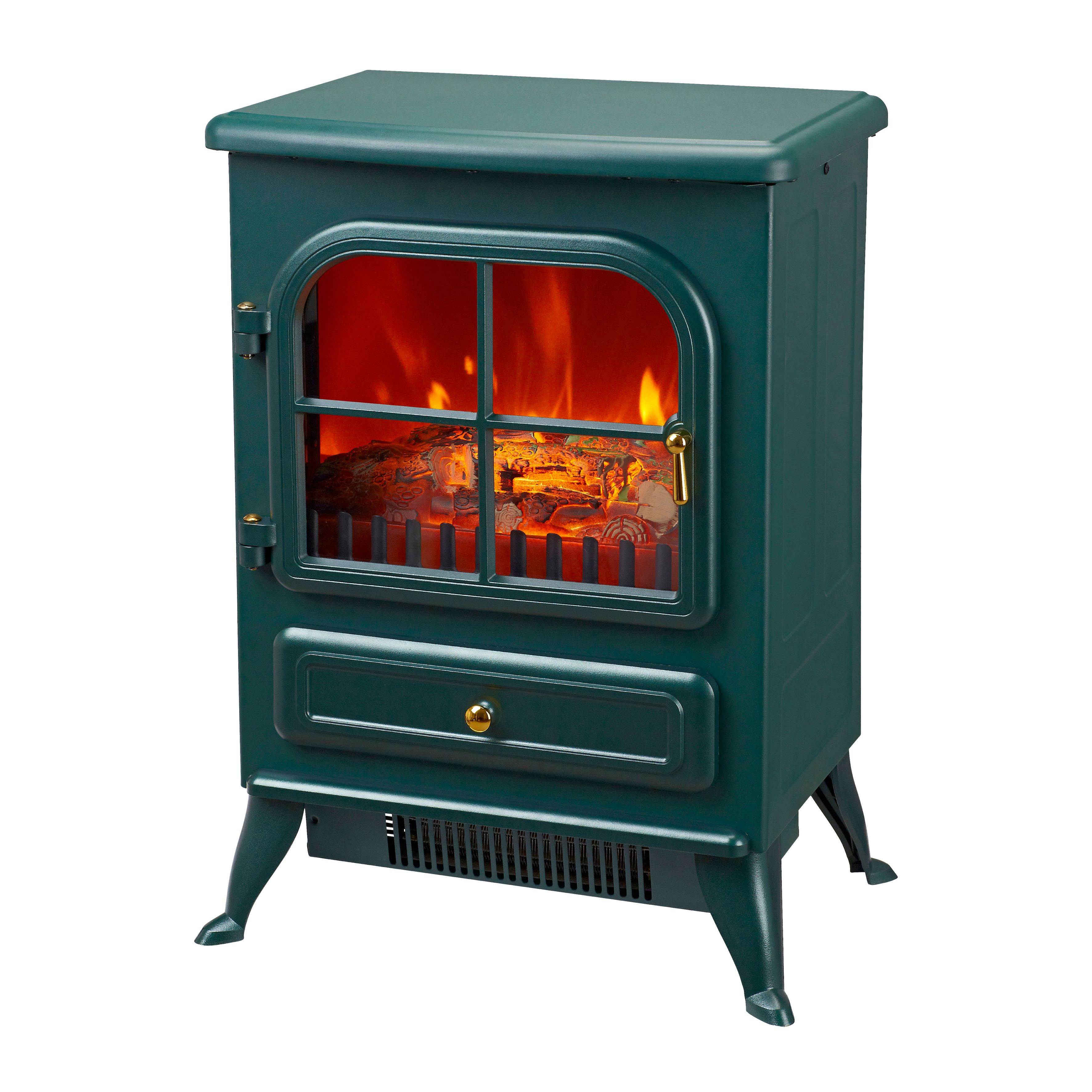 Akershus 1.85W Matt Green FC Stone effect Electric Stove DIY at B&Q