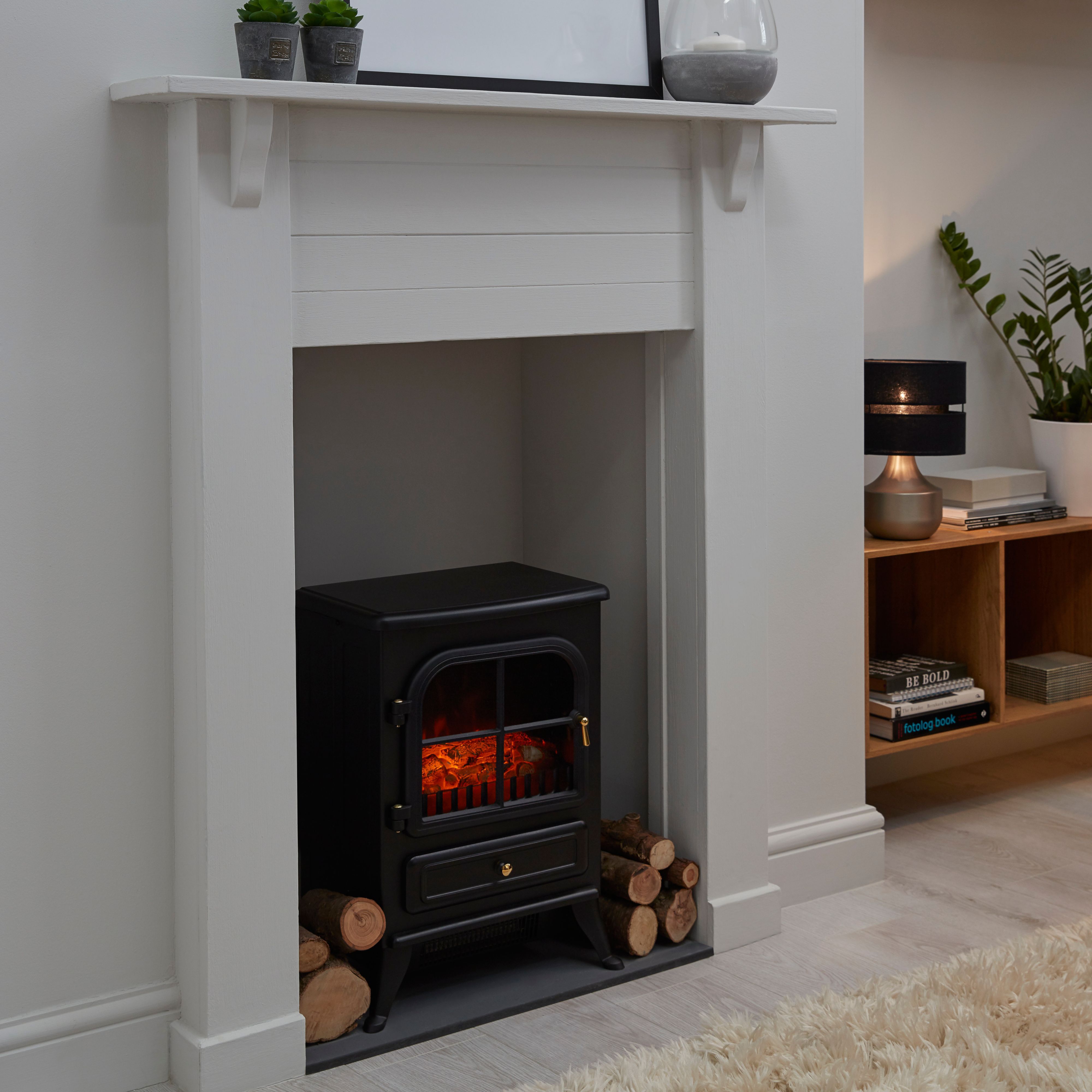 Akershus 1850W Cast iron effect Electric Stove (H)548mm (W)415mm