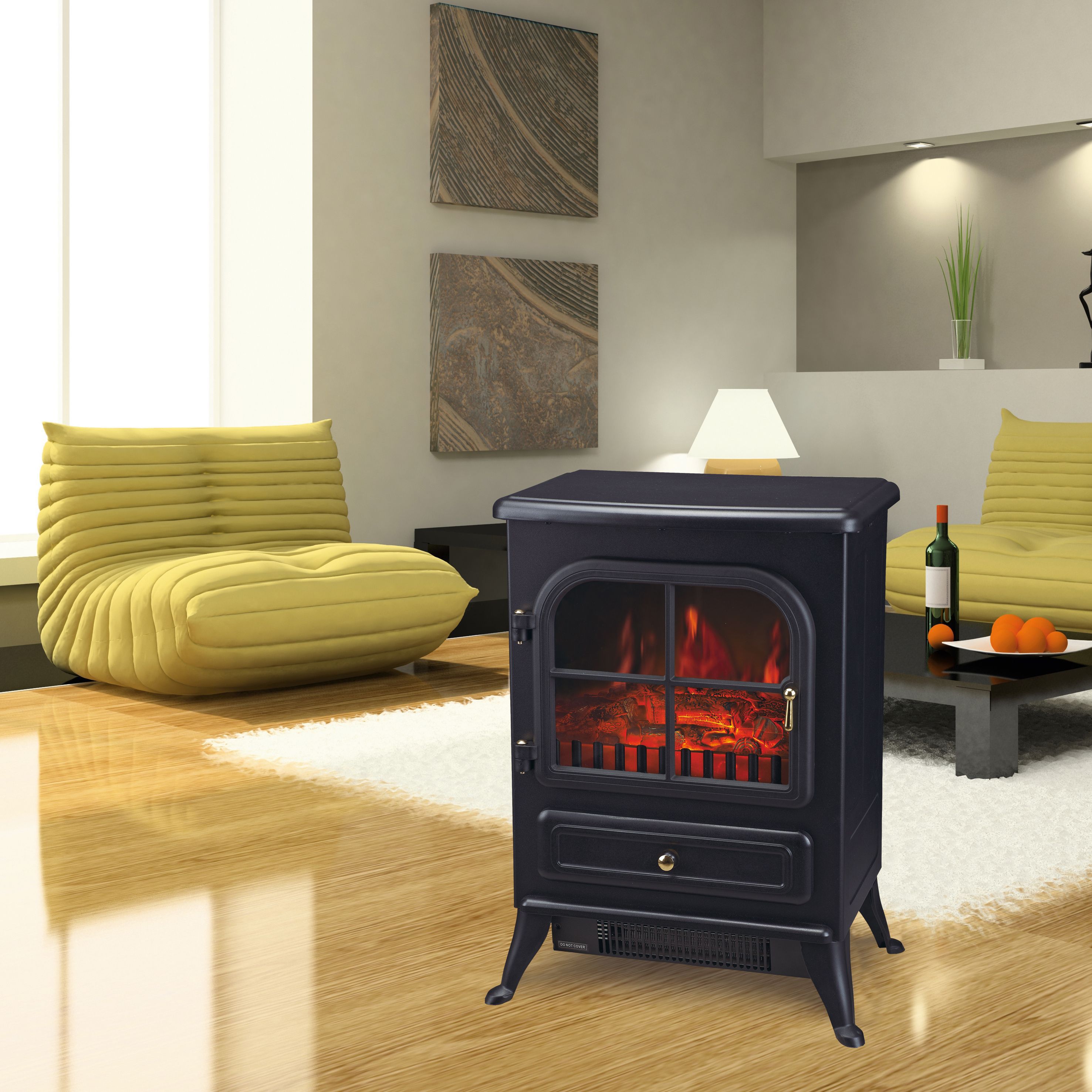 Akershus 1850W Cast iron effect Electric Stove (H)548mm (W)415mm