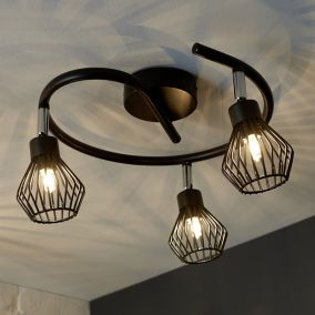 Akiak Matt Black Mains-powered 3 lamp Spotlight