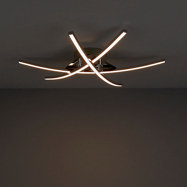 Alani Chrome Effect 3 Lamp Ceiling Light Diy At B Q - Led Ceiling Light Diy