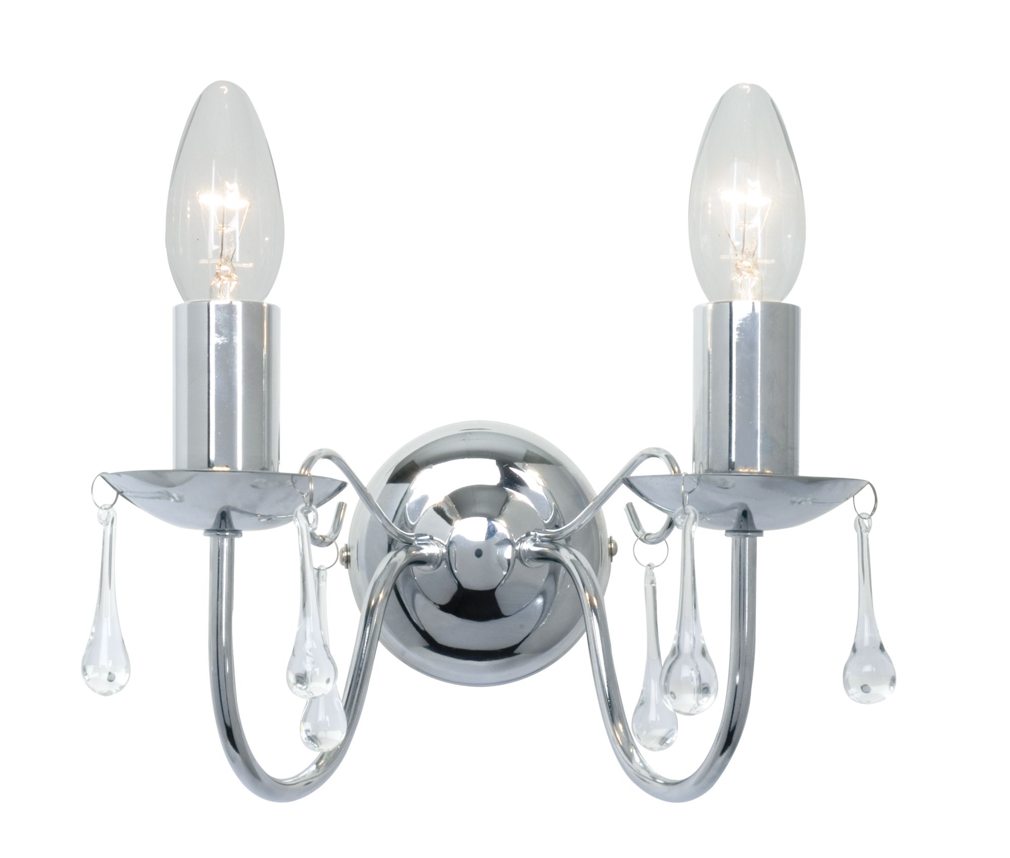 Albany Candle Chrome effect Double Wall light DIY at B&Q