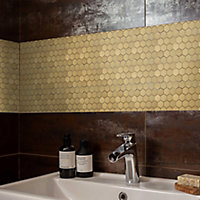 Albena Gold Satin Metal effect Flat Stainless steel Mosaic tile sheet, (L)300mm (W)300mm