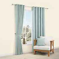 Albertina Duck egg Striped Lined Eyelet Curtains (W)167cm (L)228cm, Pair