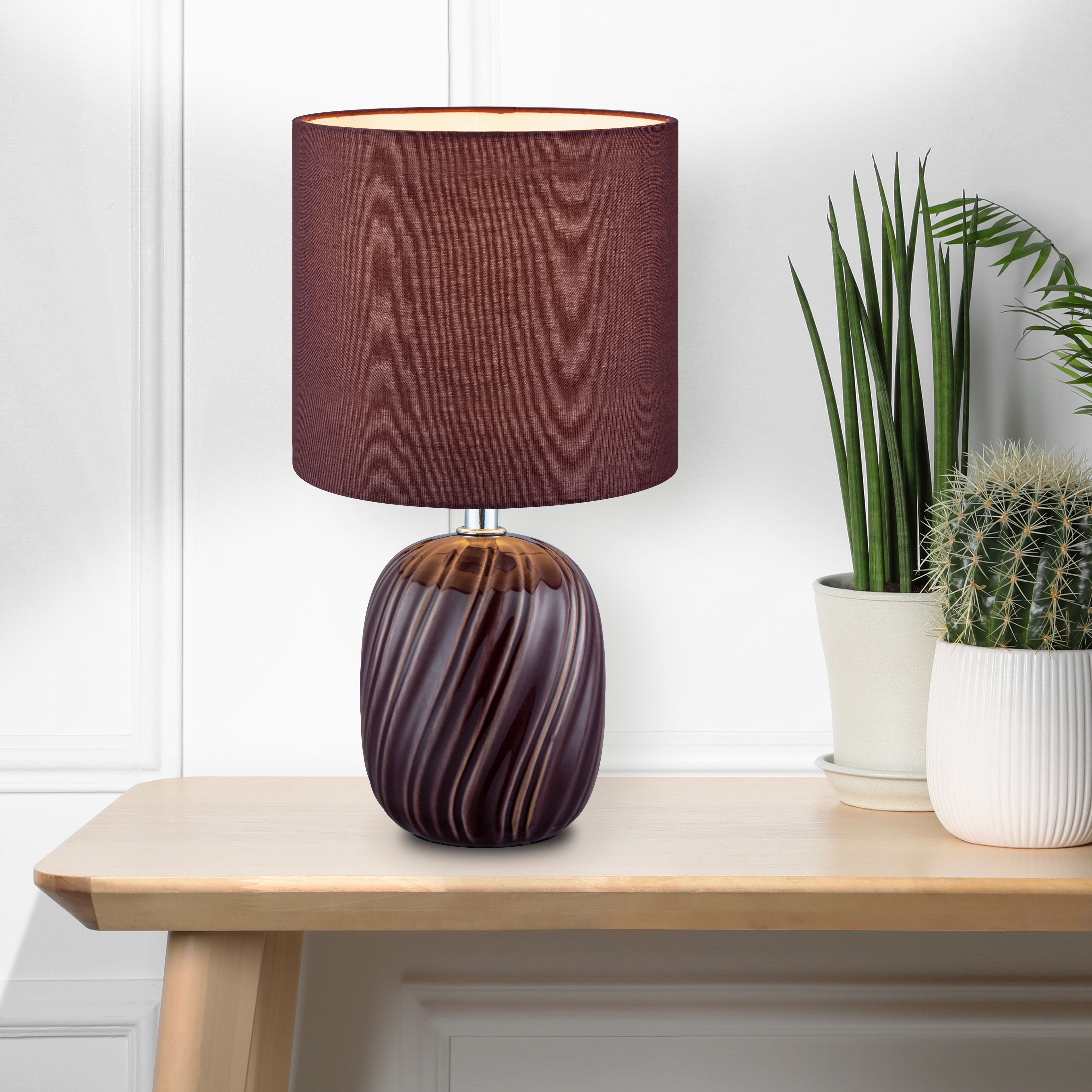 Albury Swirl Round Gloss Red Table lamp