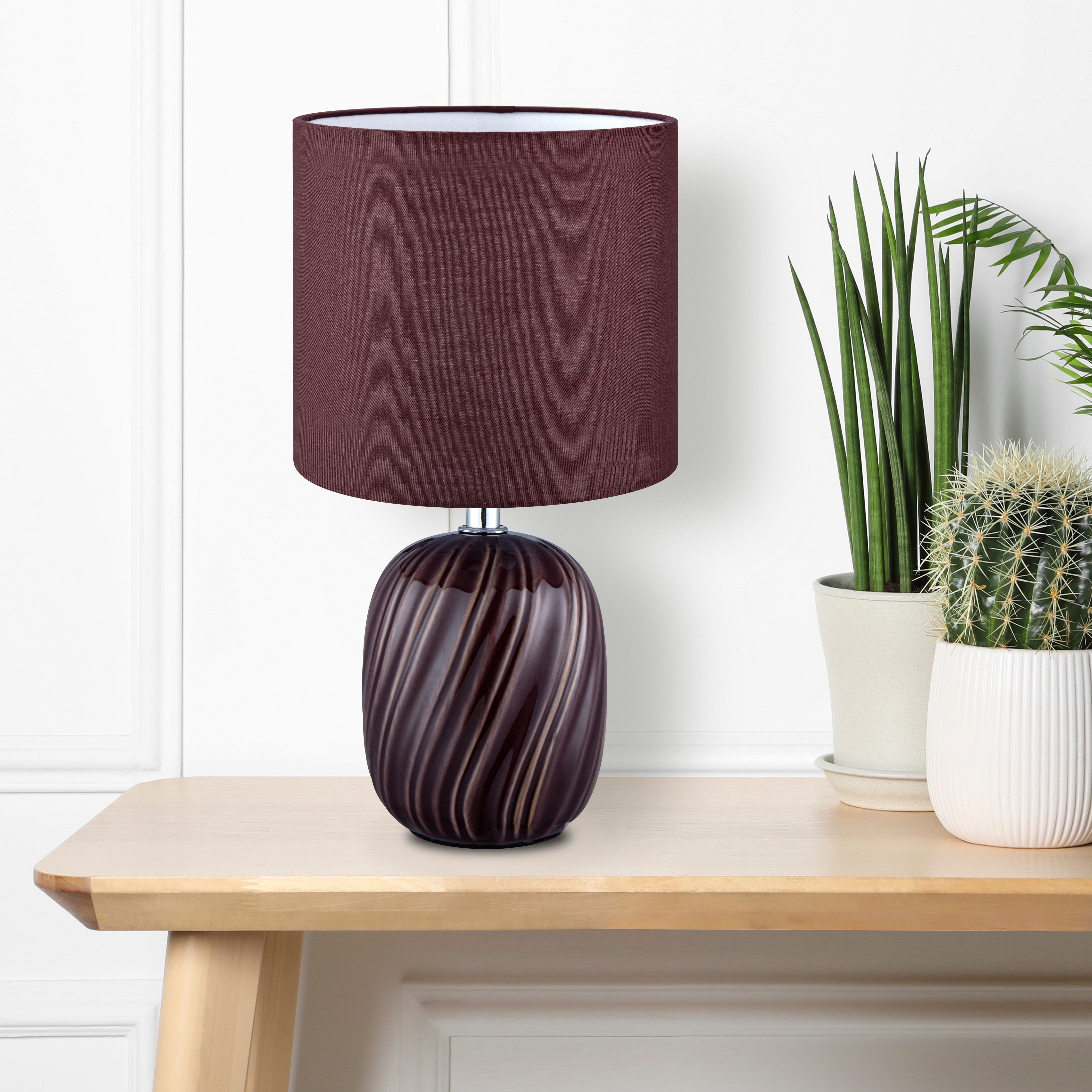 Albury Swirl Round Gloss Red Table lamp