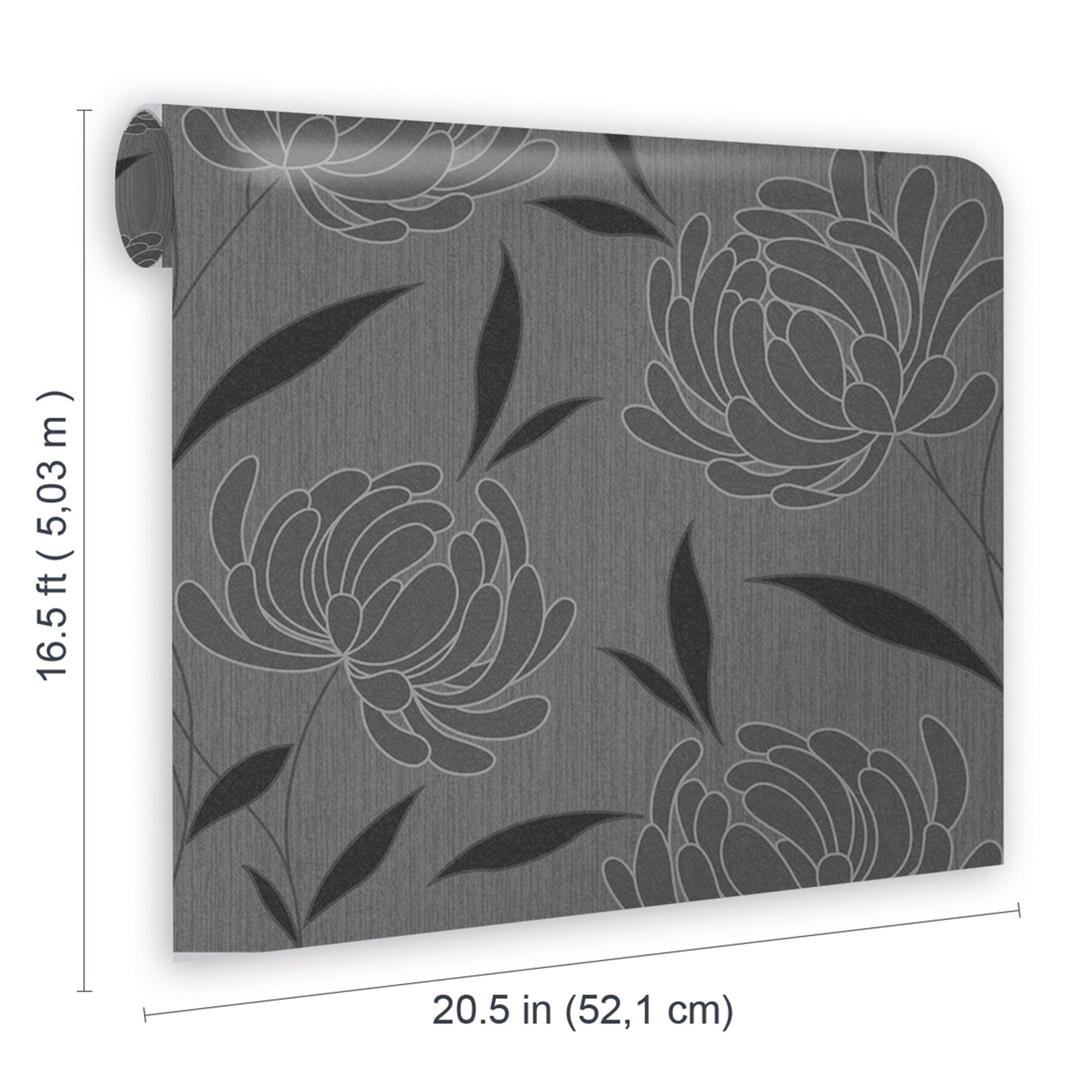 Alderley Black Floral Smooth Wallpaper - 6