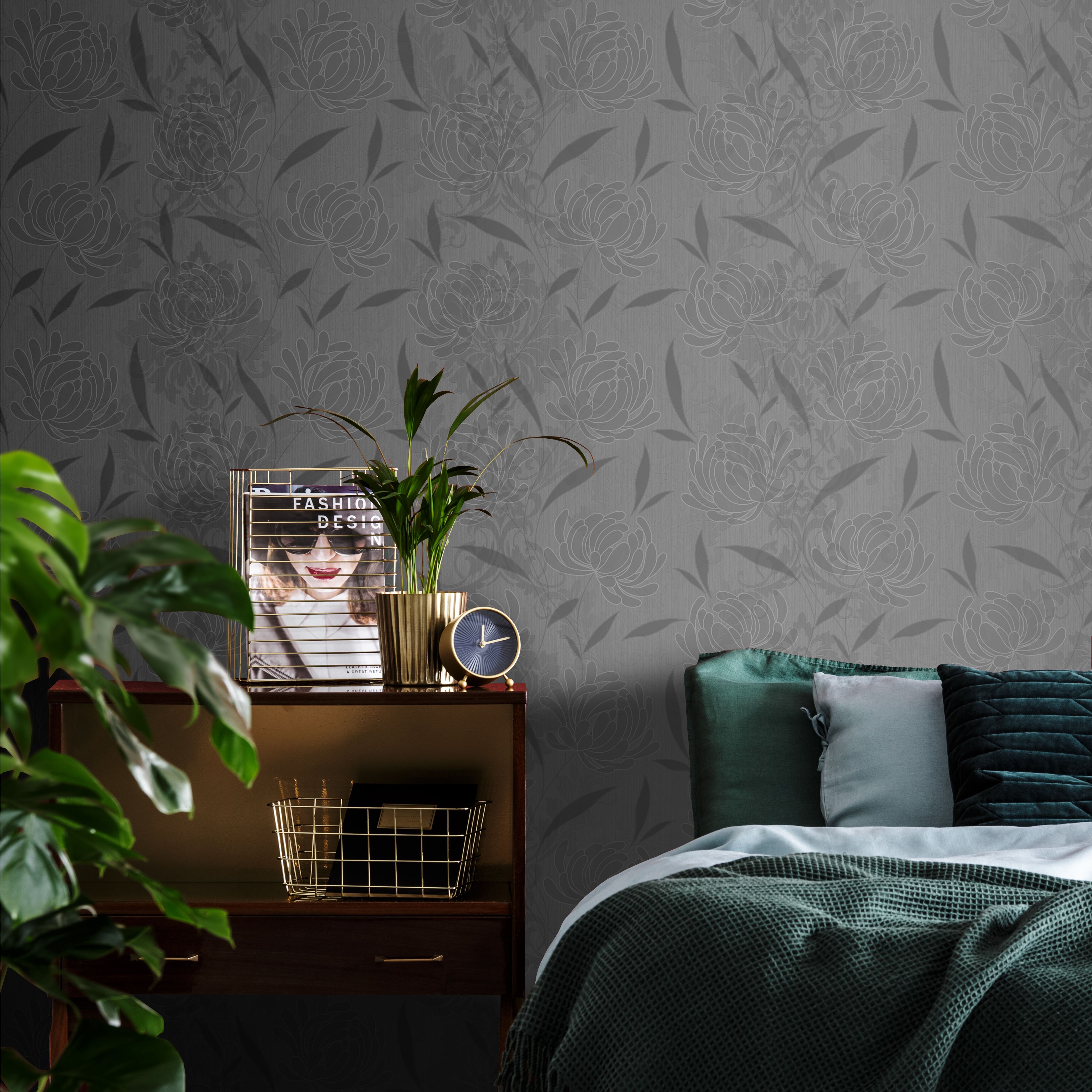 Alderley Black Floral Smooth Wallpaper - 5